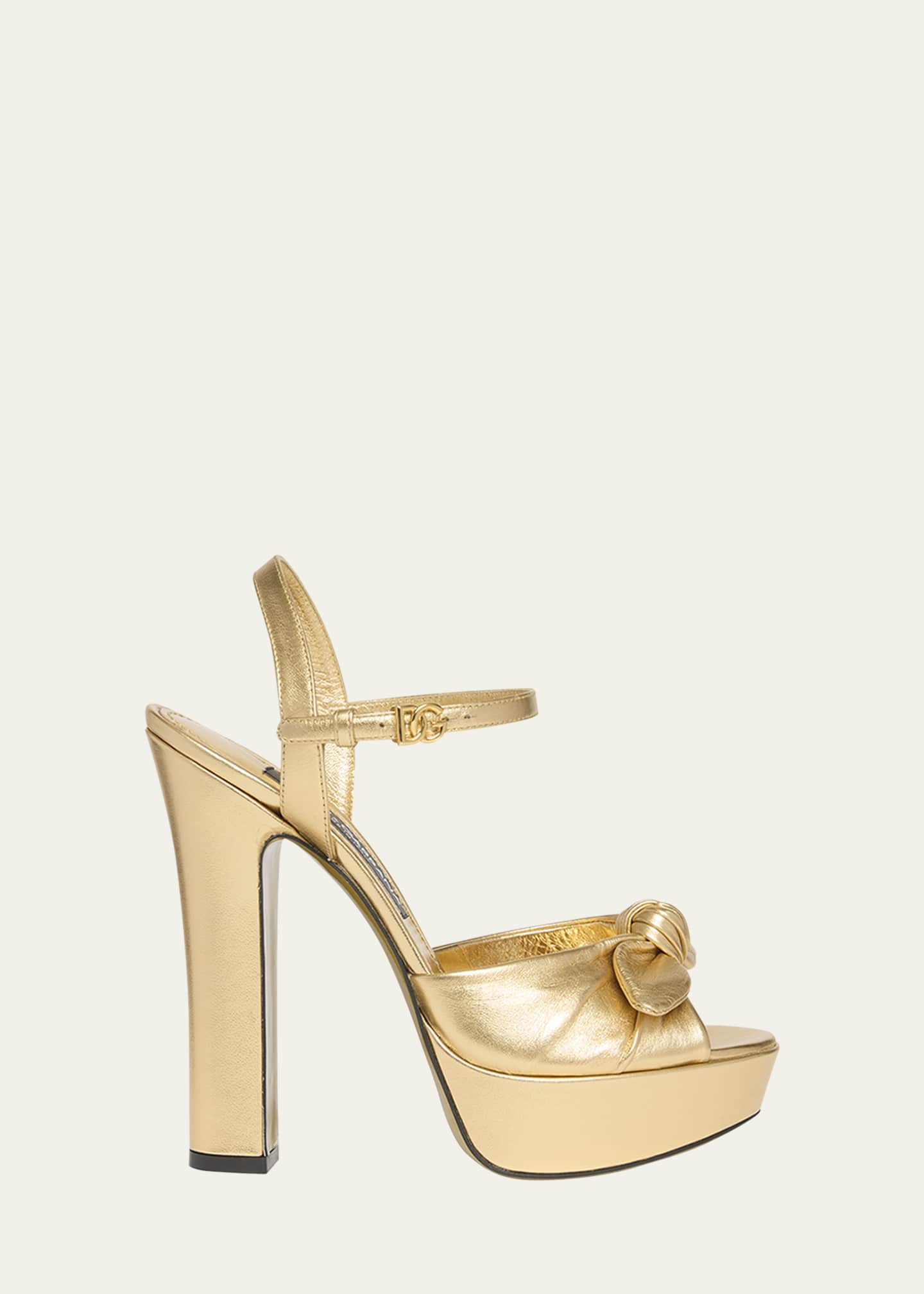 Dolce&Gabbana Metallic Knot Platform Sandals Image 1 of 4