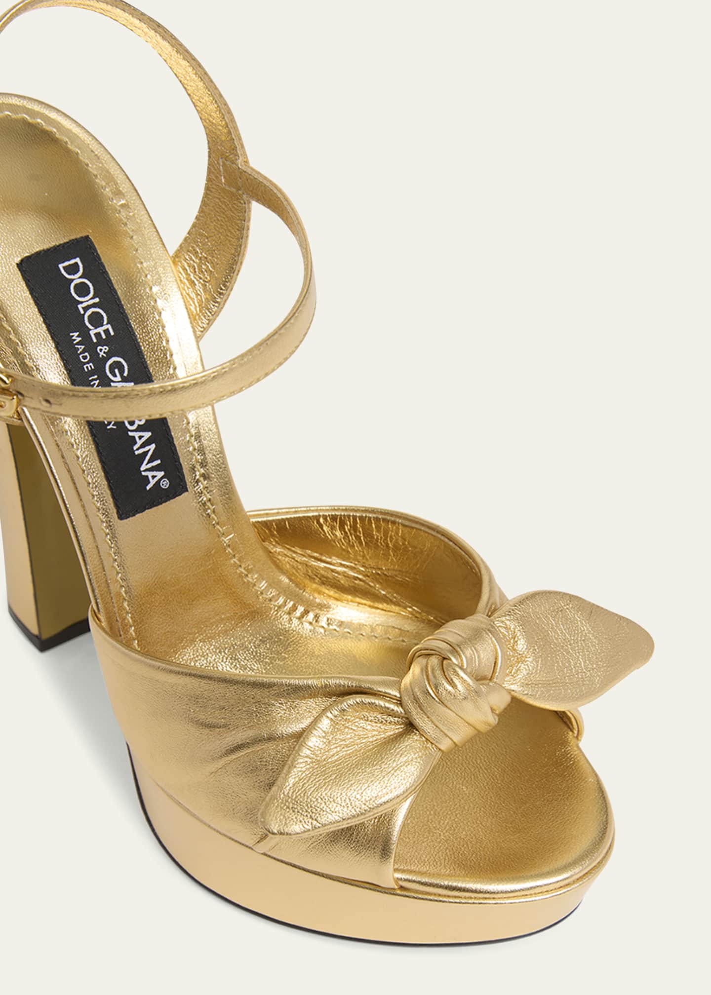 Dolce&Gabbana Metallic Knot Platform Sandals Image 3 of 4