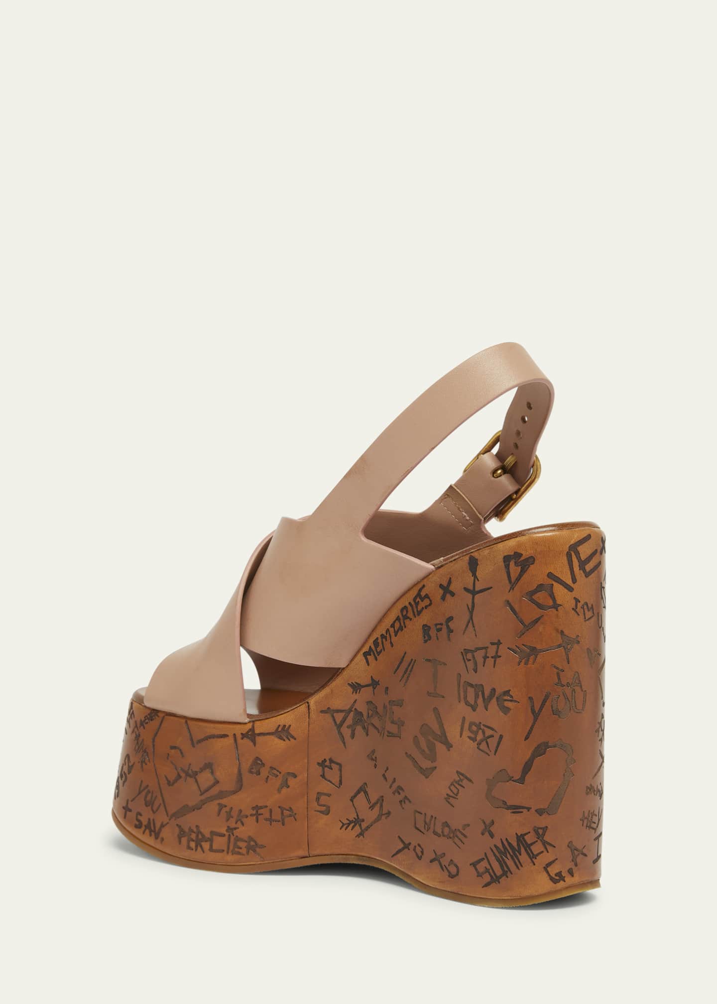 Chloe Maxime Leather Crisscross Platform Wedges Image 4 of 6