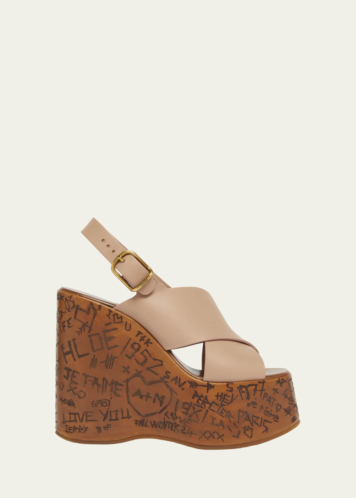 Chloe Maxime Leather Crisscross Platform Wedges Image 1 of 6