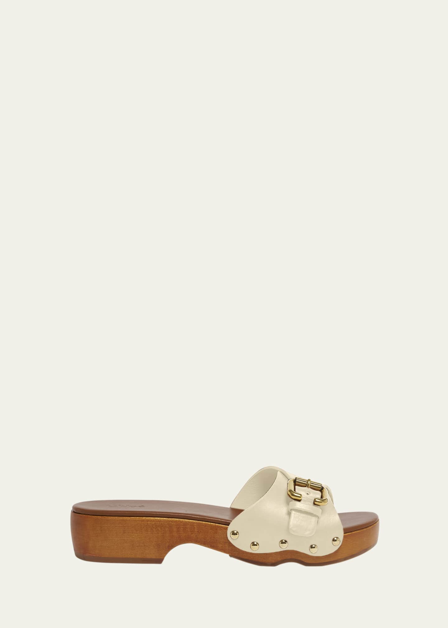 Chloe Jeannette Leather Buckle Clog Sandals Image 1 of 6