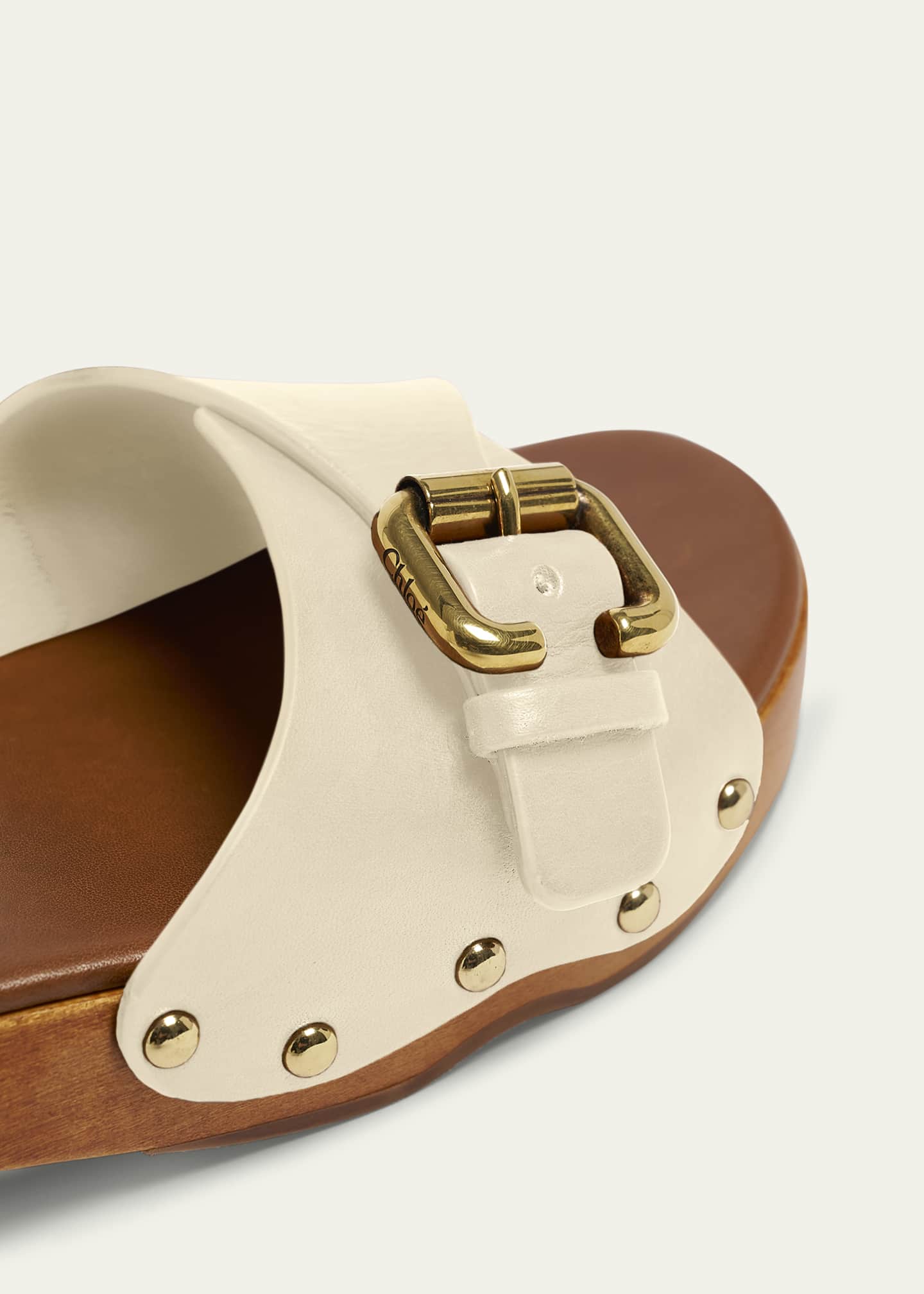 Chloe Jeannette Leather Buckle Clog Sandals Image 5 of 6