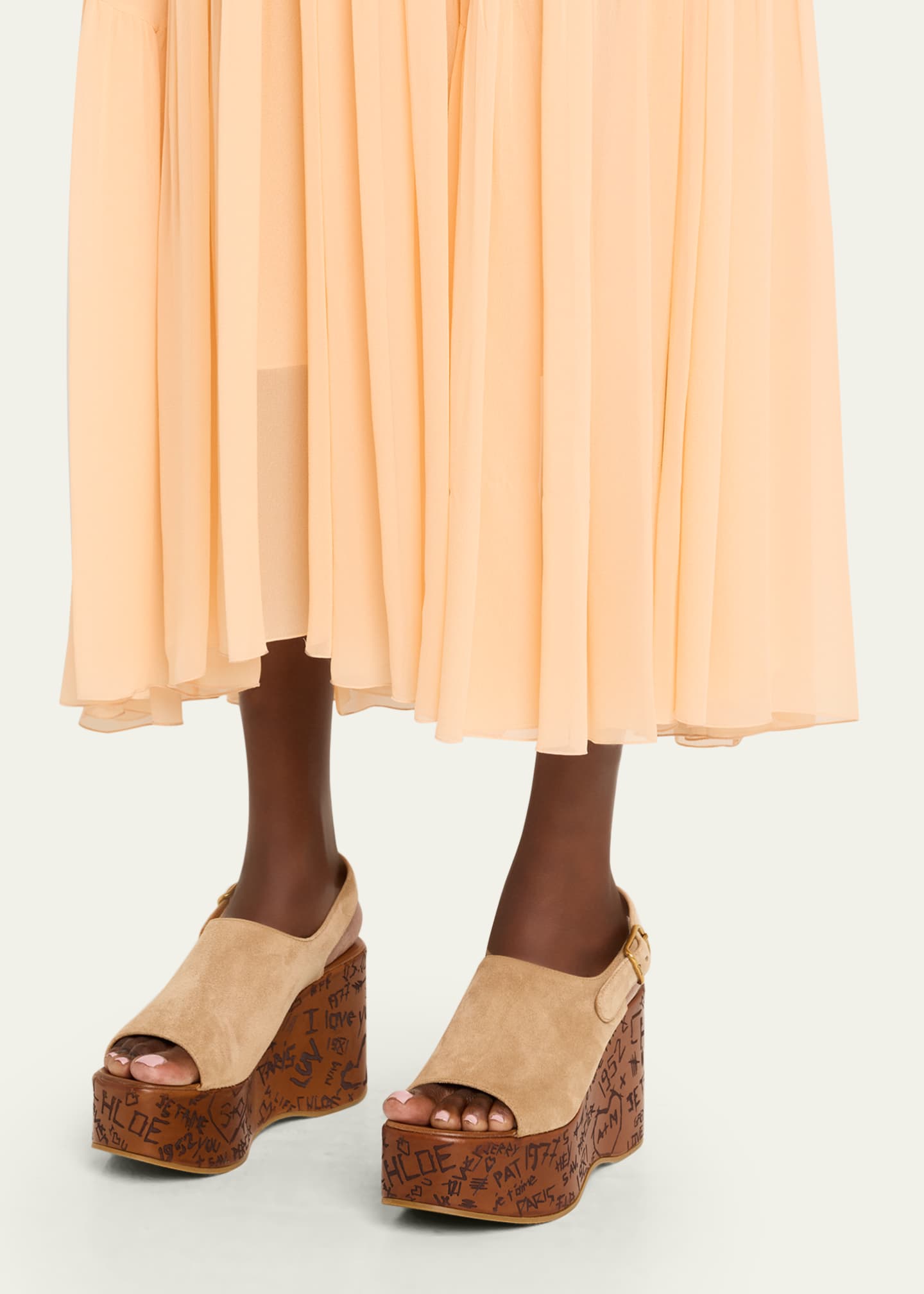 Chloe Maxime Platform Wedge Suede Sandals Image 2 of 6