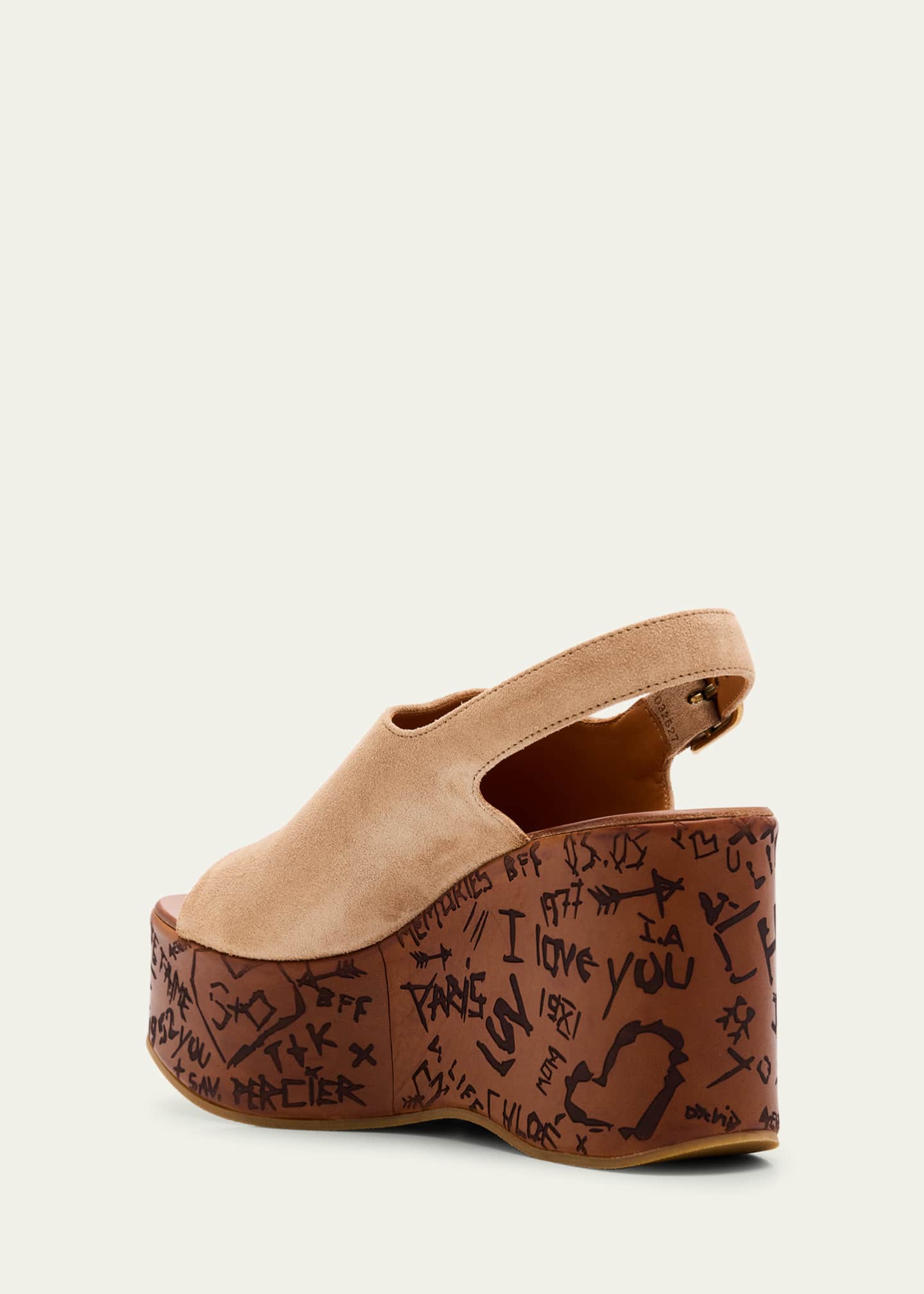 Chloe Maxime Platform Wedge Suede Sandals Image 4 of 6