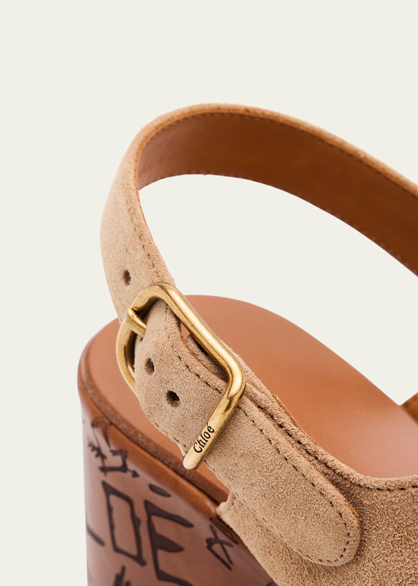 Chloe Maxime Platform Wedge Suede Sandals Image 5 of 6