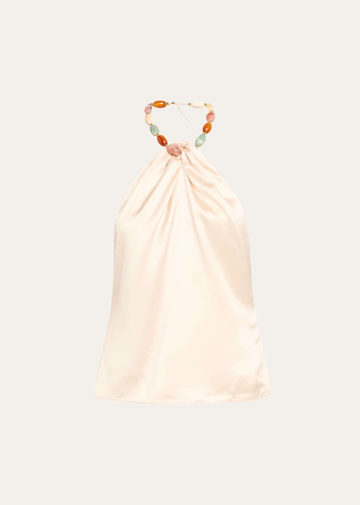 Retrofete Milani Beaded Satin Halter Top Image 1 of 5