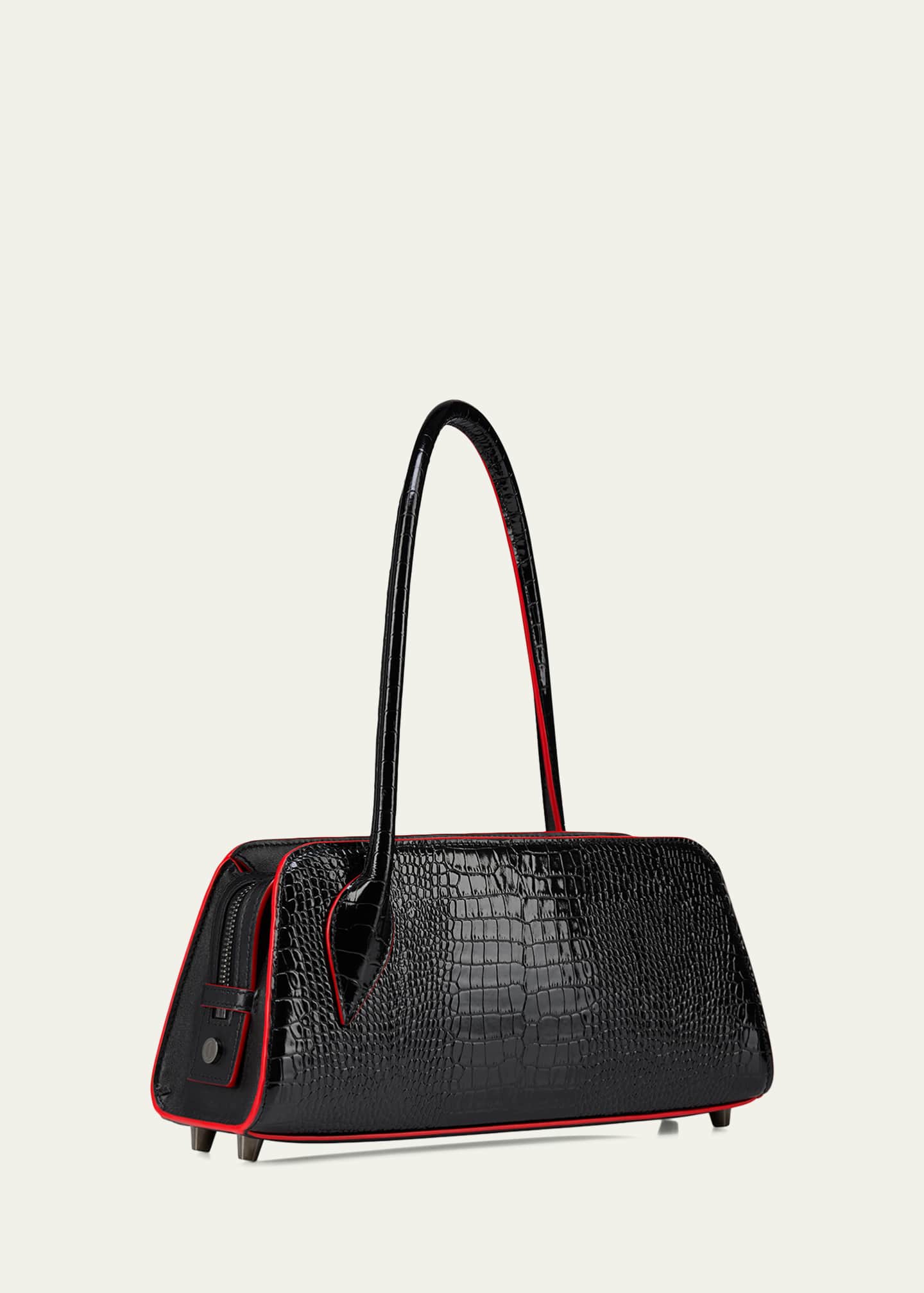 Christian Louboutin Eloise Croc-Embossed Leather Shoulder Bag