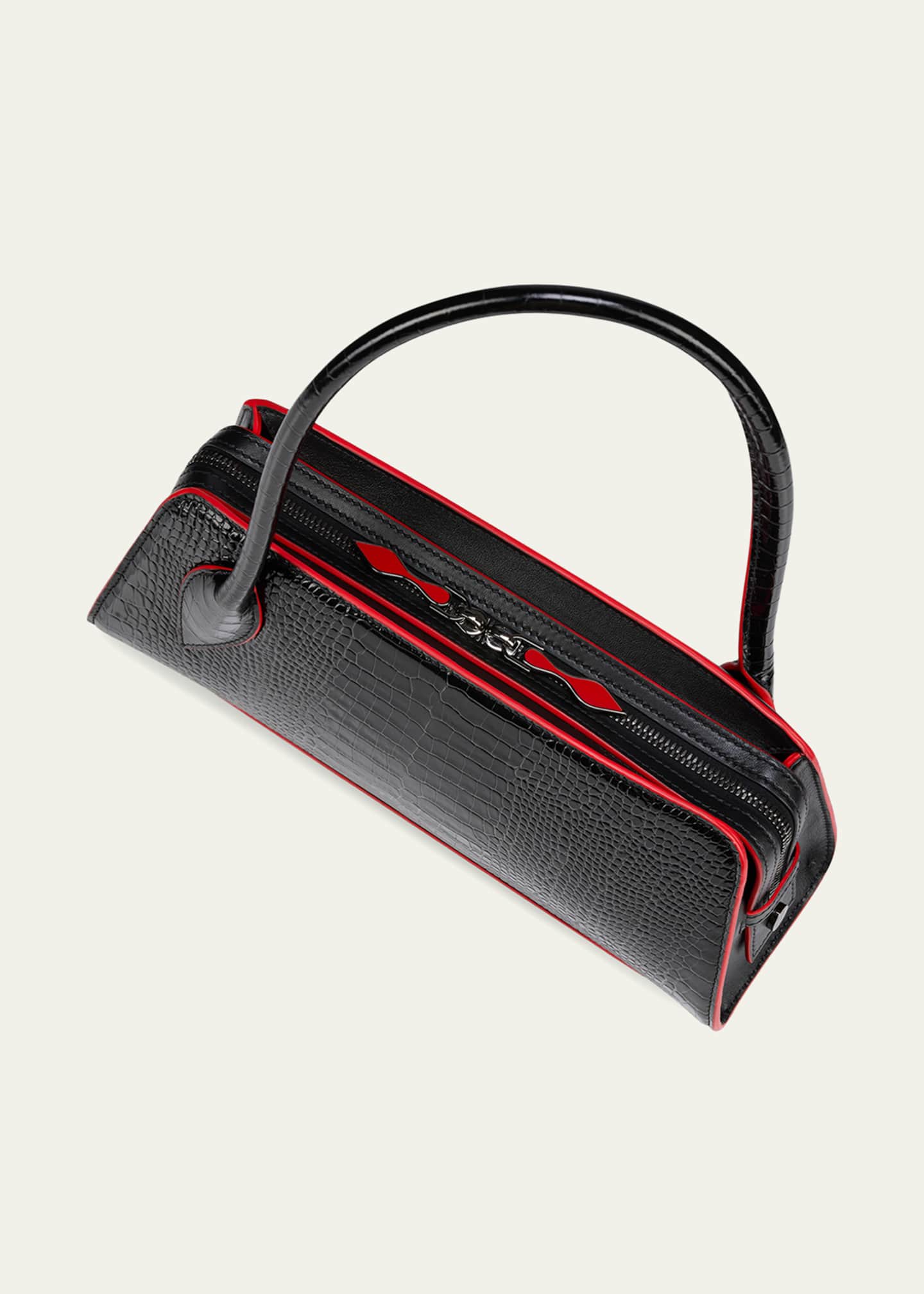 Christian Louboutin Eloise Croc-Embossed Leather Shoulder Bag