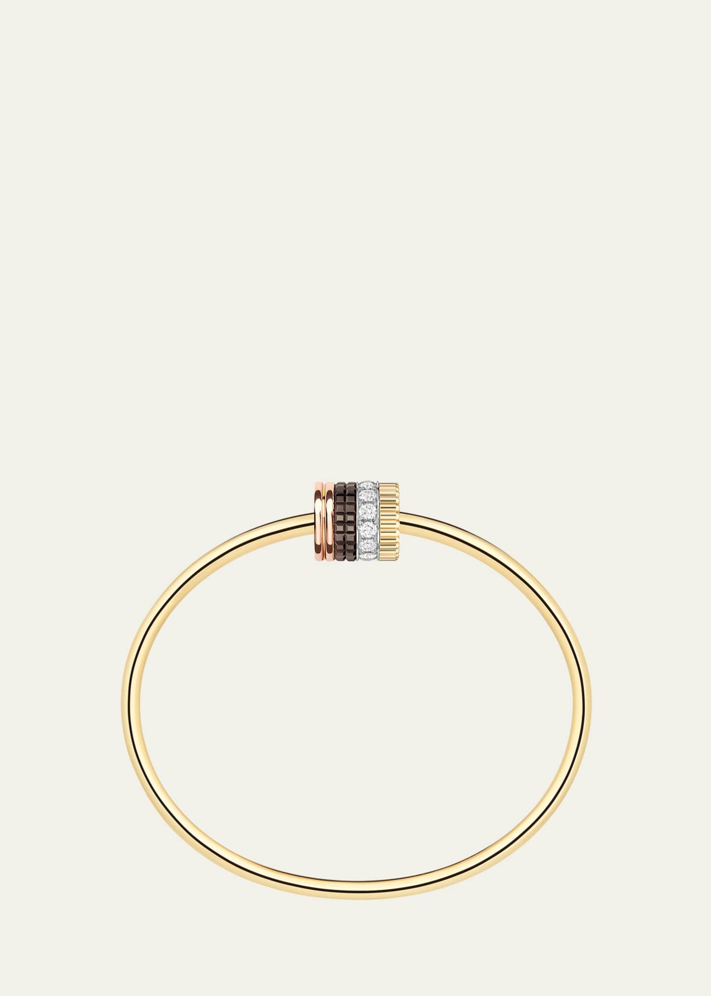 Boucheron Quatre Classique 18K Tricolor Gold Bangle with Brown PVD and Diamonds Image 2 of 3