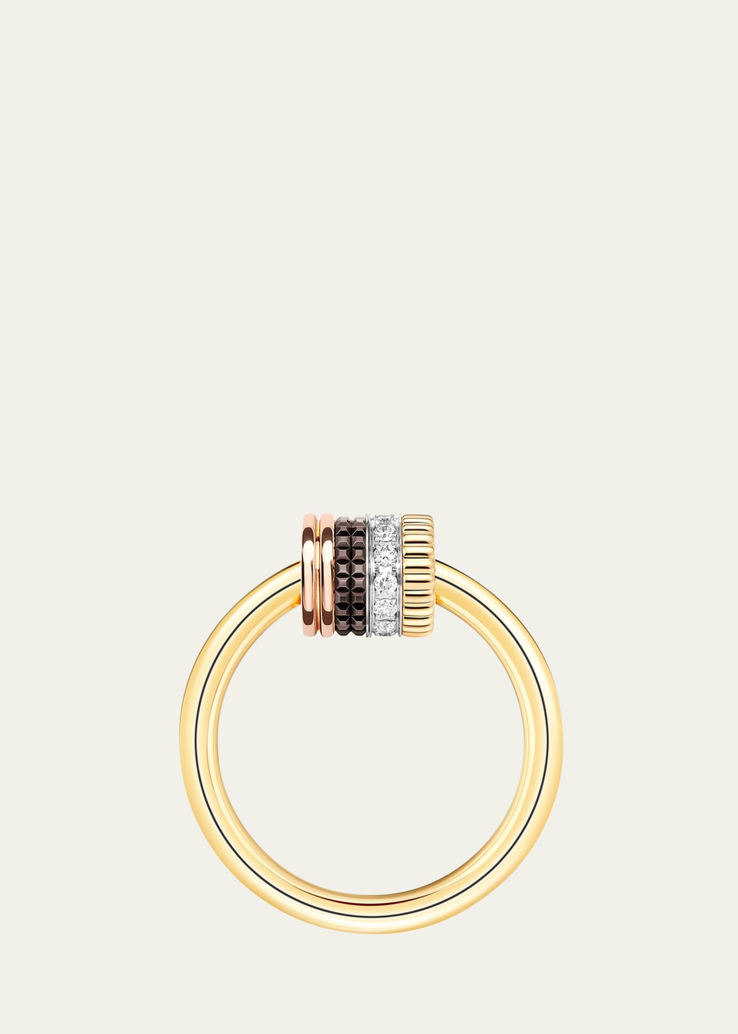 Boucheron Quatre Classique 18K Tricolor Gold Ring with Brown PVD and Diamonds Image 2 of 2