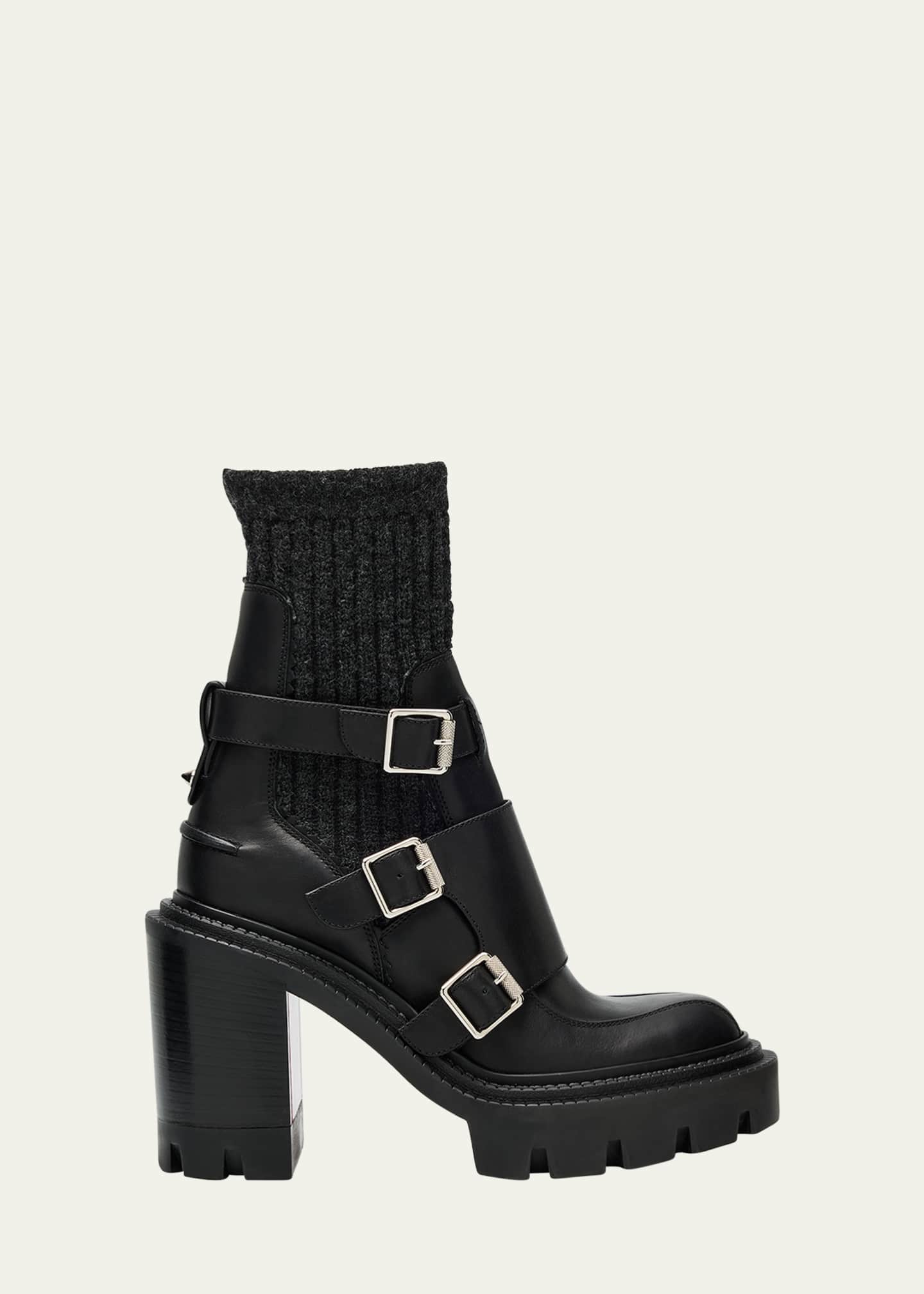 Christian Louboutin 100mm Cortinetta College Red-Sole Ankle Boots