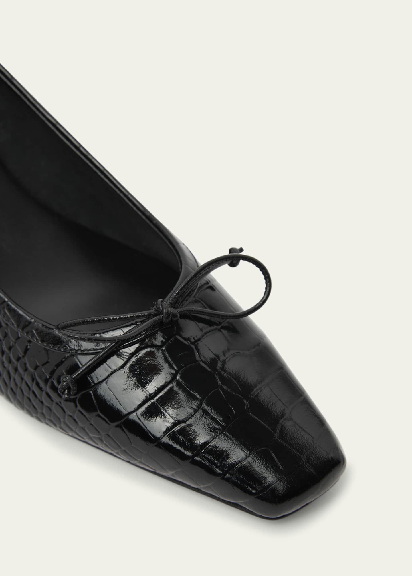 Promessina Croc-Embossed Leather Red Sole Ballerina Pumps