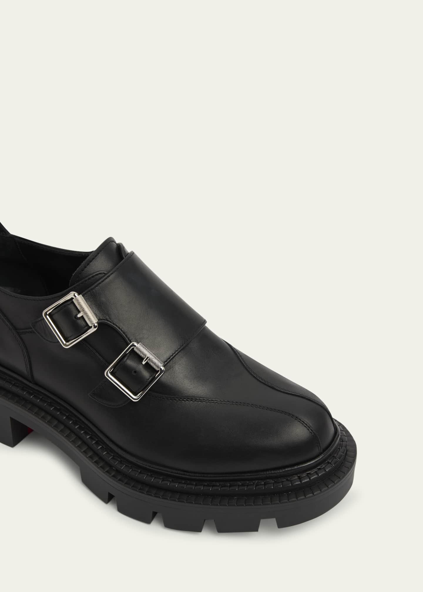 Christian Louboutin Antonina Monk-Strap Leather Red Sole Loafers Image 3 of 4