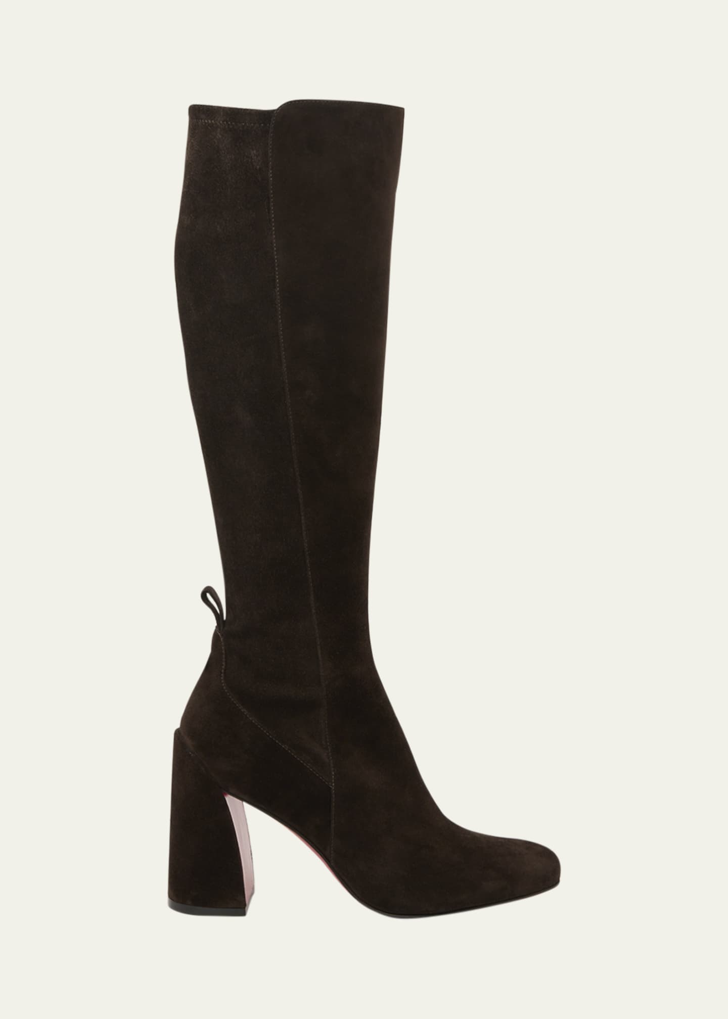 Christian Louboutin 85mm Jane Suede Knee-High Red Sole Boots