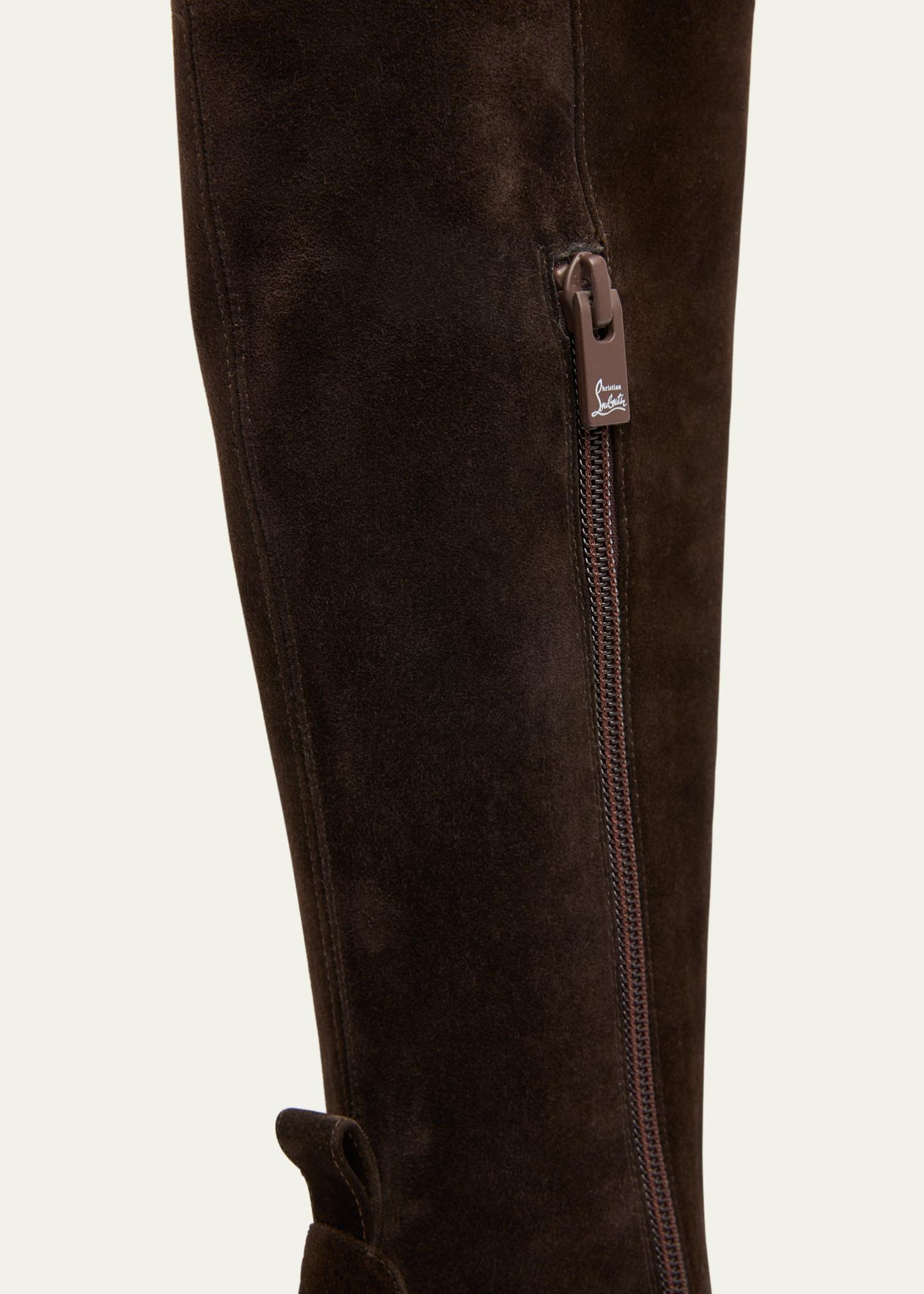 Christian Louboutin Dark Brown Suede Boots with Red Sole CHRISTIAN LOUBOUTIN Miss Z 80 suede knee boots | NET-A-PORTER main image 4