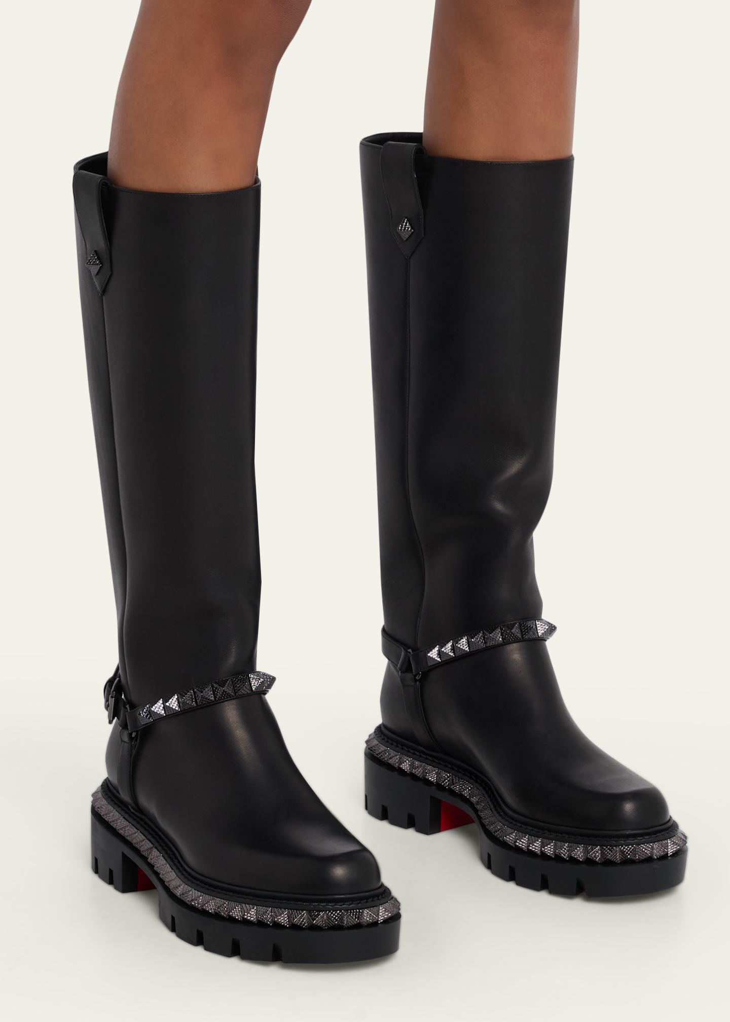 Christian Louboutin Marinetta Pyraclou Leather Knee-High Boots