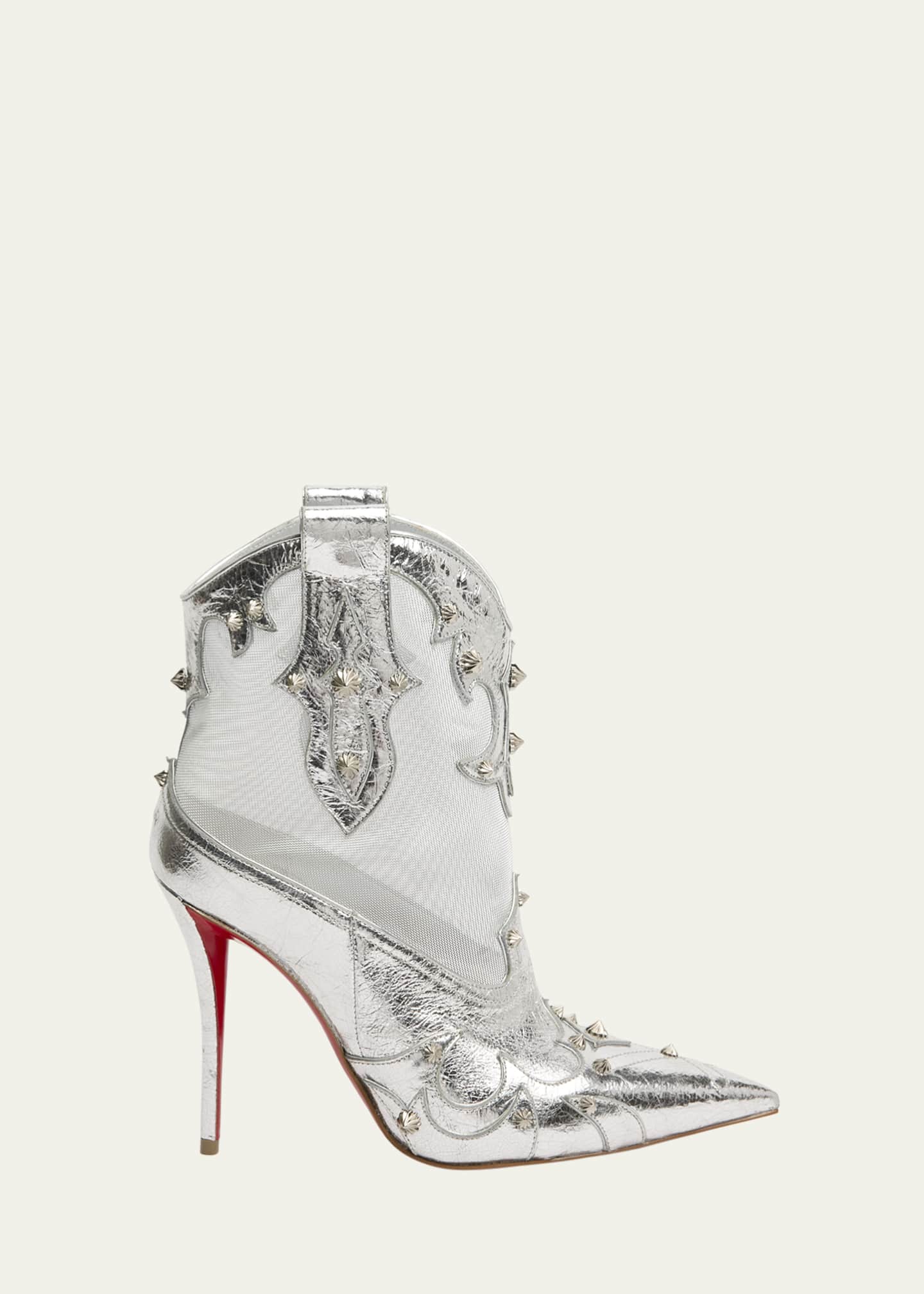 Christian Louboutin 100mm Santia Spike Metallic Leather Western