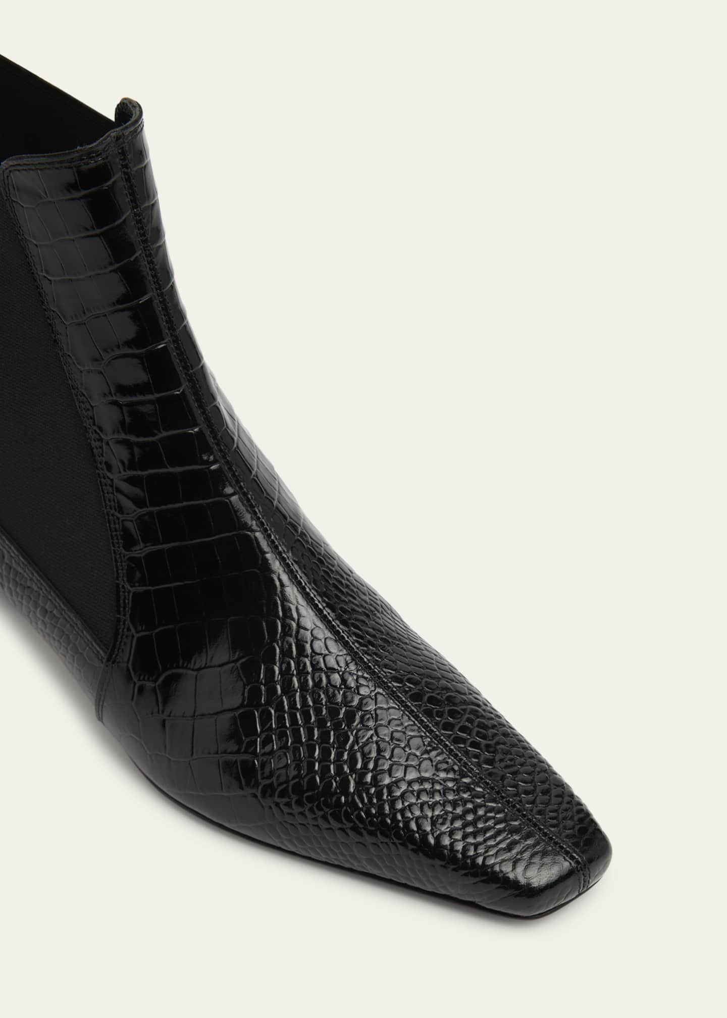 Christian Louboutin Promidavol Croc-Embossed Leather Red Sole Ankle Booties Image 3 of 4