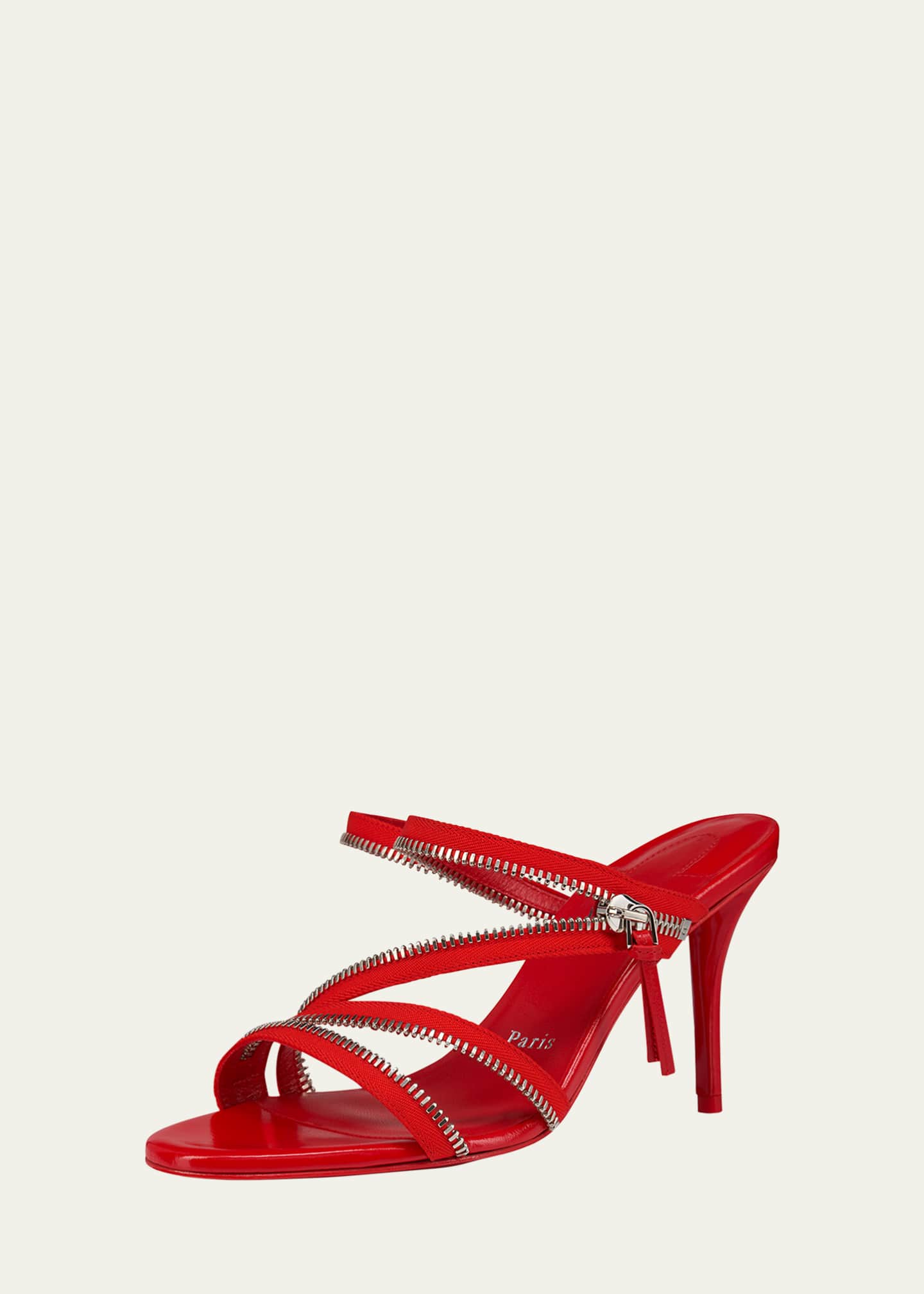 Meryl Zip Strass Leather Red Sole Sandals