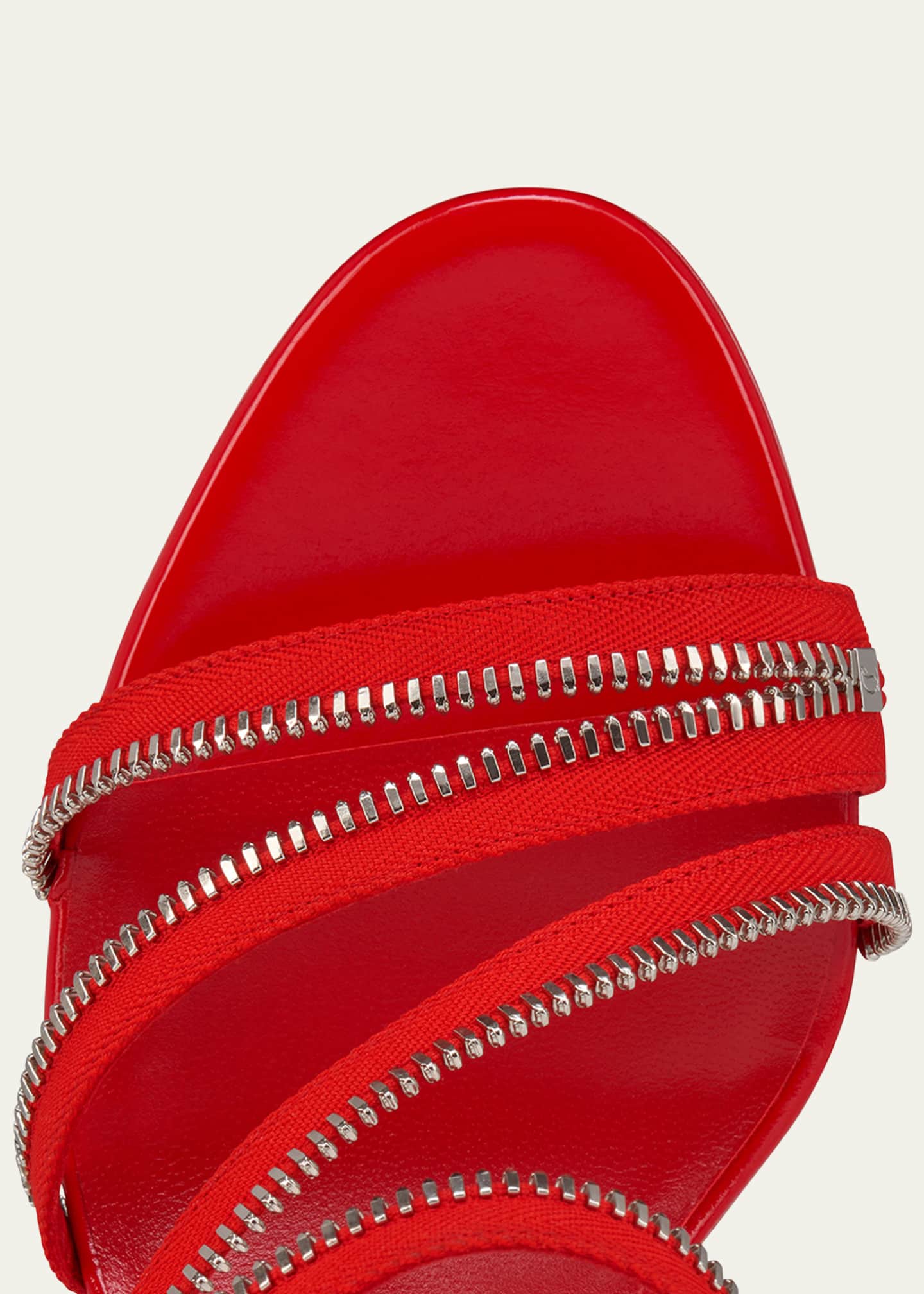 Meryl Zip Strass Leather Red Sole Sandals