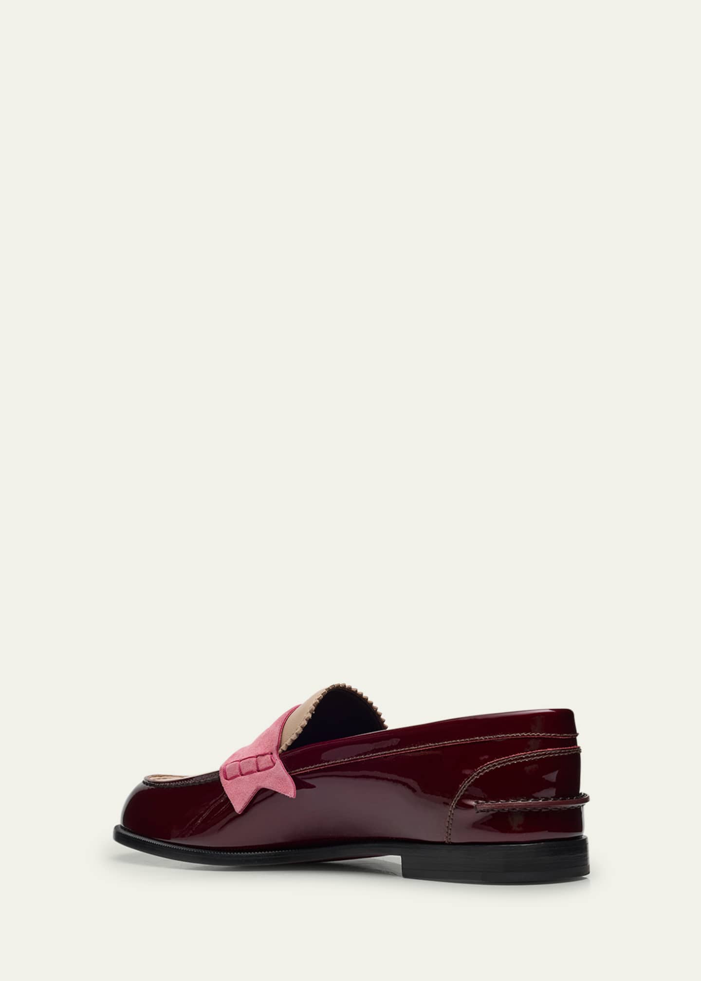 Donna Colorblock Mixed Leather Red Sole Penny Loafers