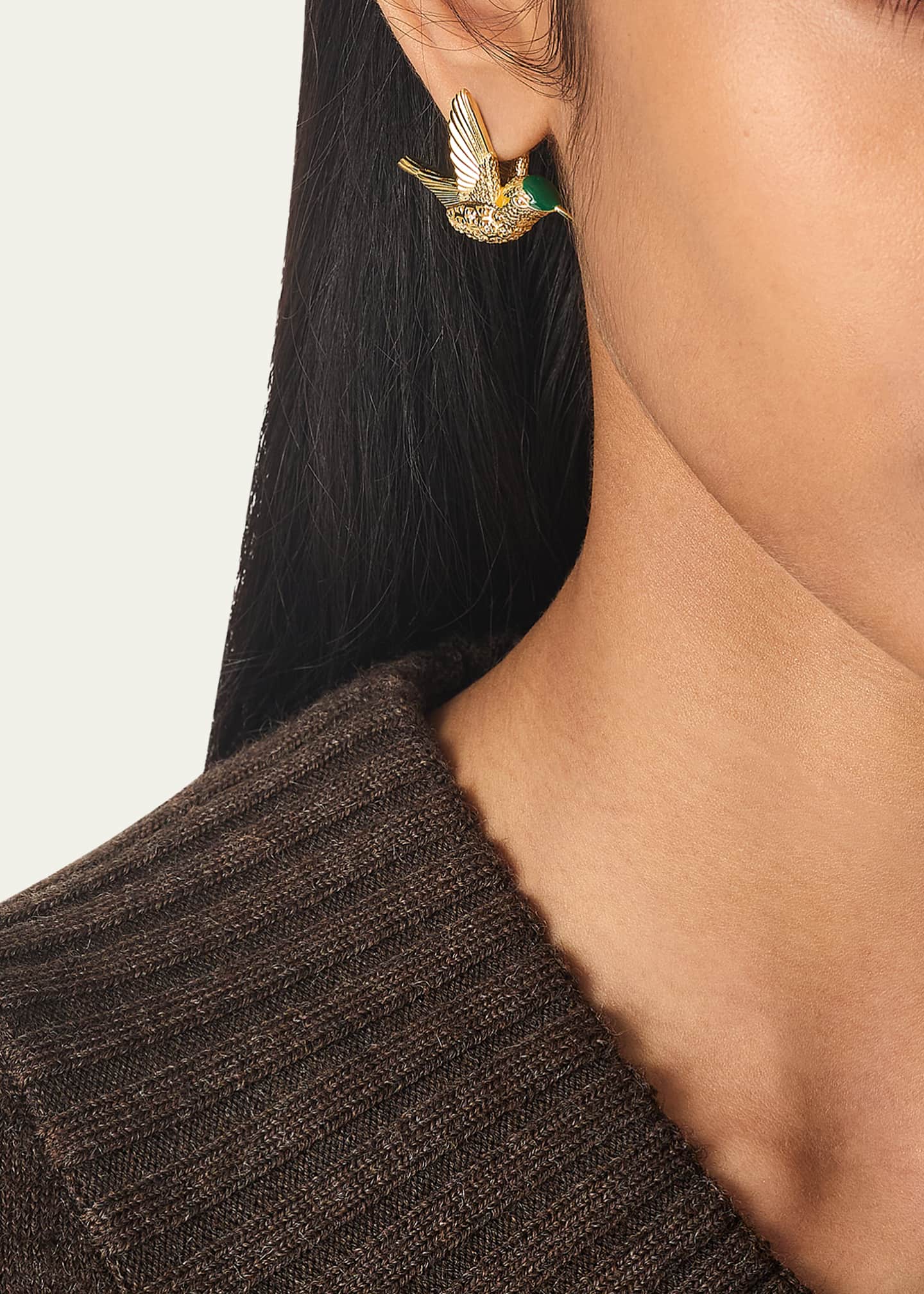 Bottega Veneta Colibri 18K Gold-Finish Sterling Silver Bird Earrings Image 2 of 4