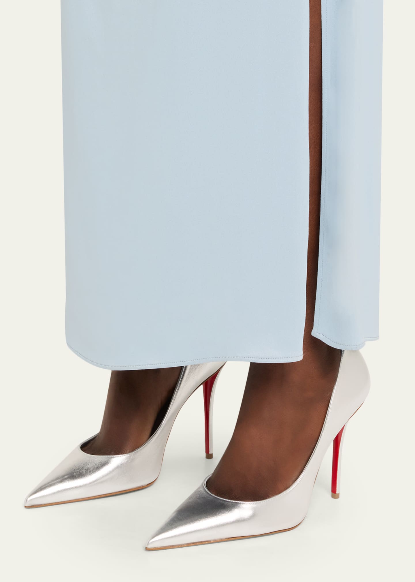 Christian Louboutin シルバー ハイヒール Christian Louboutin 100mm Miss Z Metallic Leather Pumps - Bergdorf