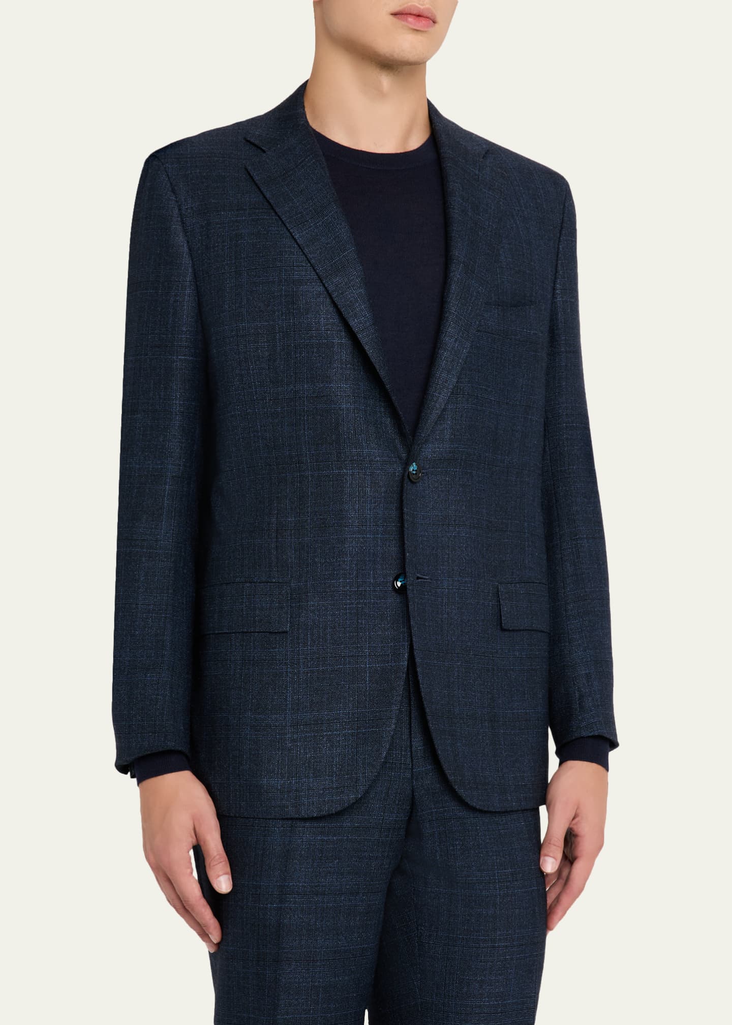 Kiton Men's Cashmere, Wool and Silk Plaid Two-Piece Suit