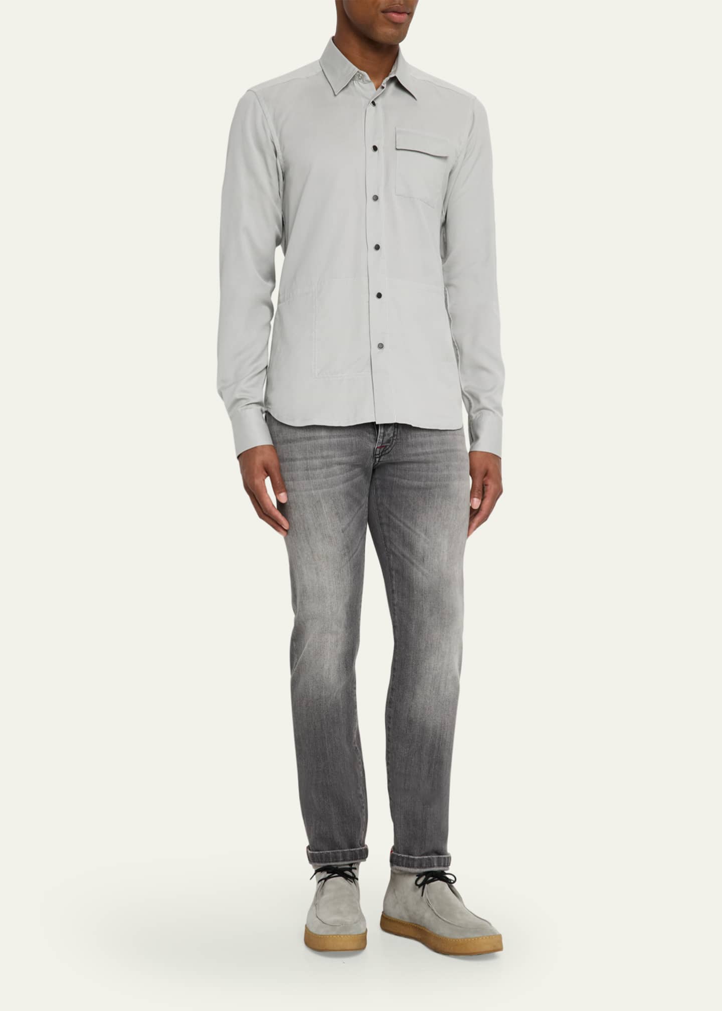 Kiton Men's Baba Cotton and Silk Side-Pocket Overshirt