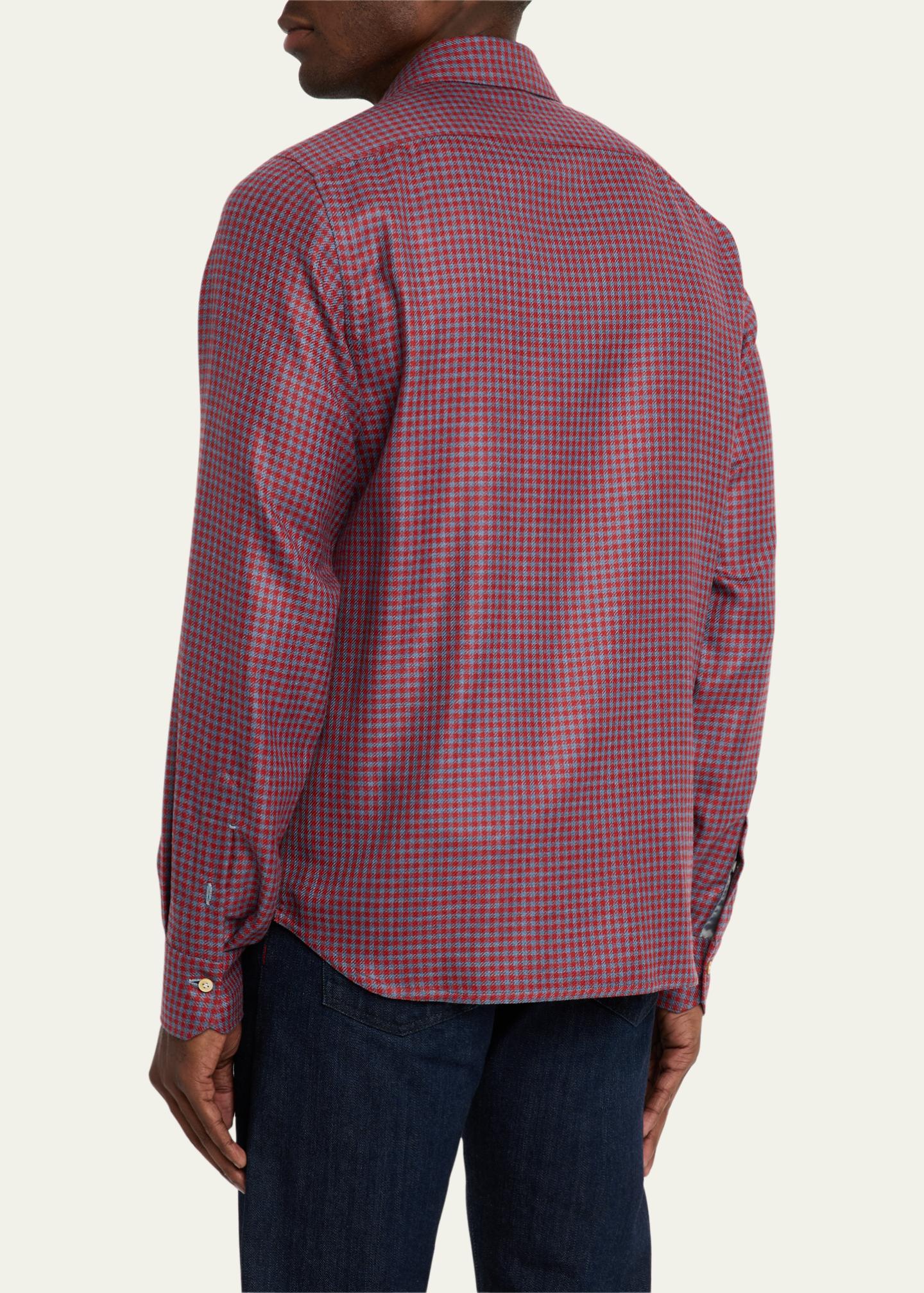 Kiton Men's Cashmere and Silk Small Check Overshirt - Bergdorf Goodman
