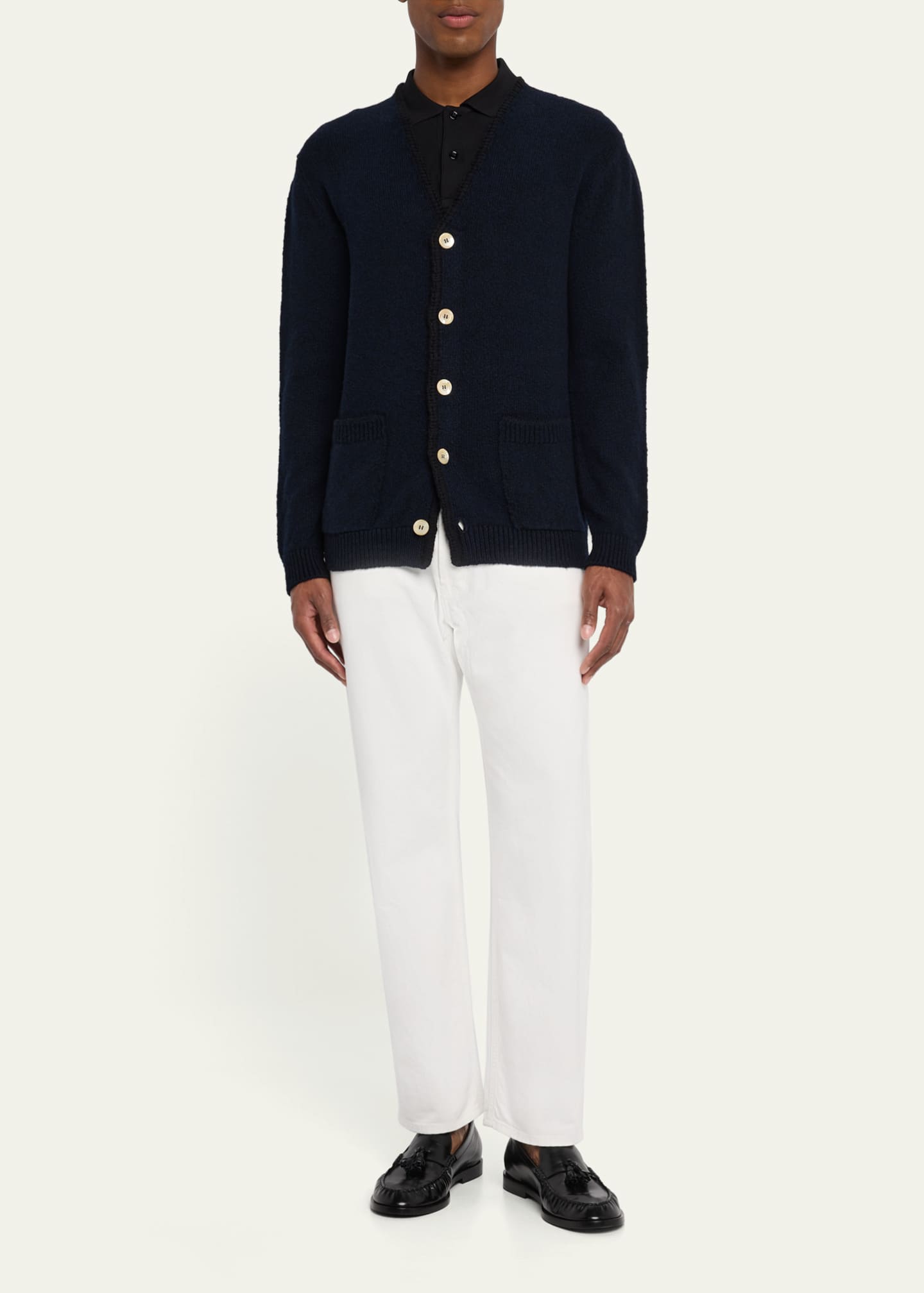 Bergdorf Goodman Men's Cashmere and Wool Boucle Cardigan Image 2 of 5