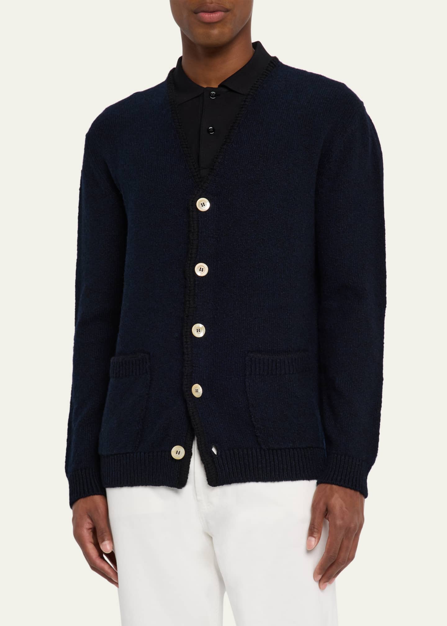 Bergdorf Goodman Men's Cashmere and Wool Boucle Cardigan Image 4 of 5