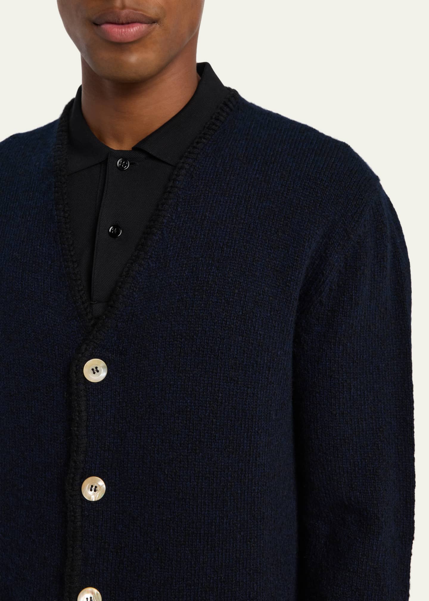 Bergdorf Goodman Men's Cashmere and Wool Boucle Cardigan Image 5 of 5