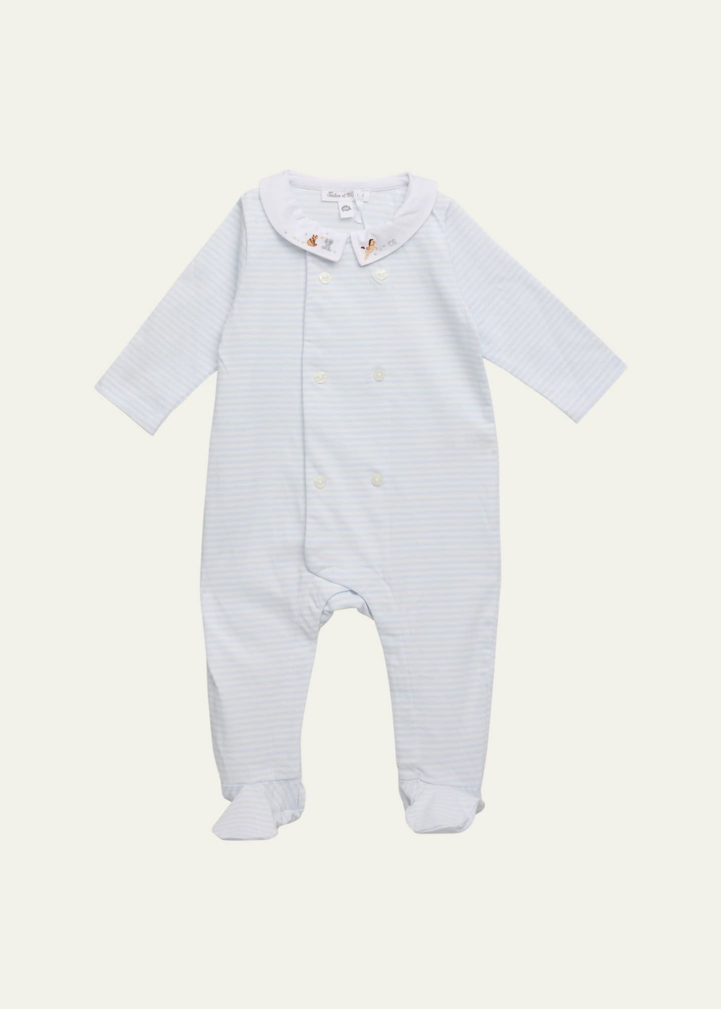Tartine et Chocolat Girl's Striped Animal-Embroidered Pajamas, Size Newborn-4 Image 1 of 3
