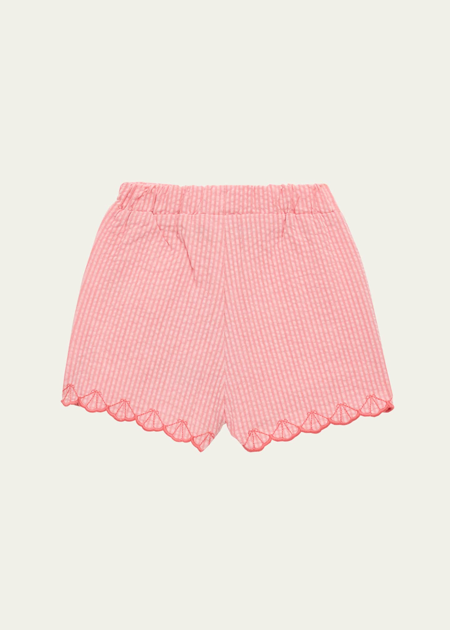 Tartine et Chocolat Girl's Layette Scalloped Seersucker Shorts, Size 6M-4 Image 2 of 3