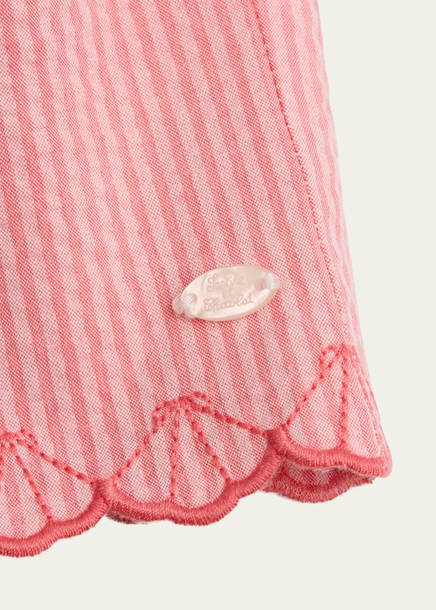 Tartine et Chocolat Girl's Layette Scalloped Seersucker Shorts, Size 6M-4 Image 3 of 3