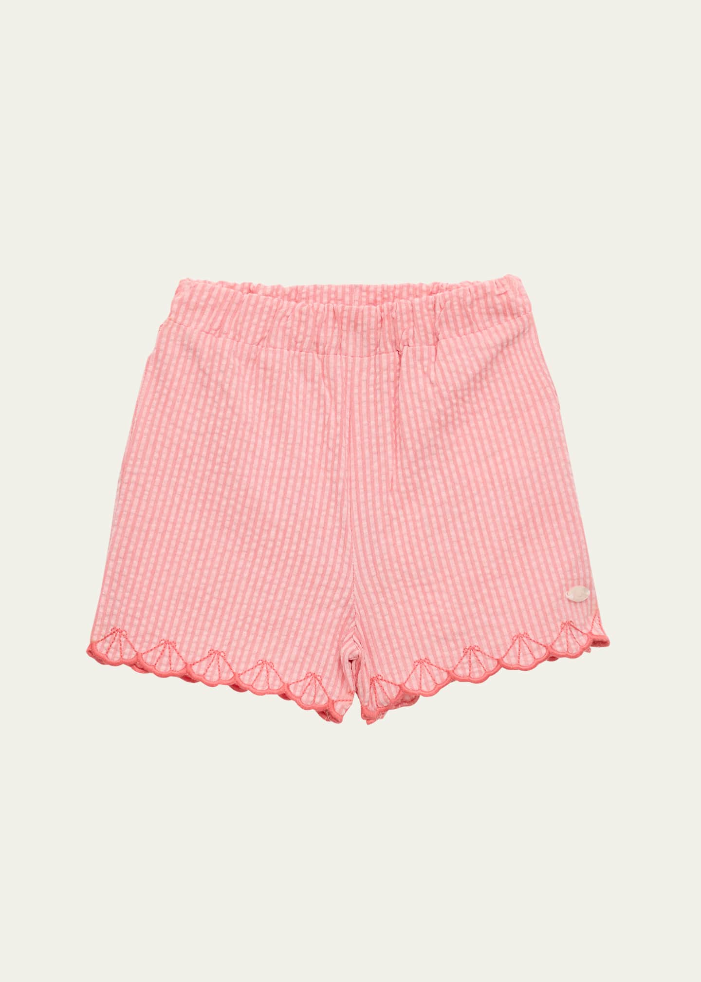 Tartine et Chocolat Girl's Layette Scalloped Seersucker Shorts, Size 6M-4 Image 1 of 3