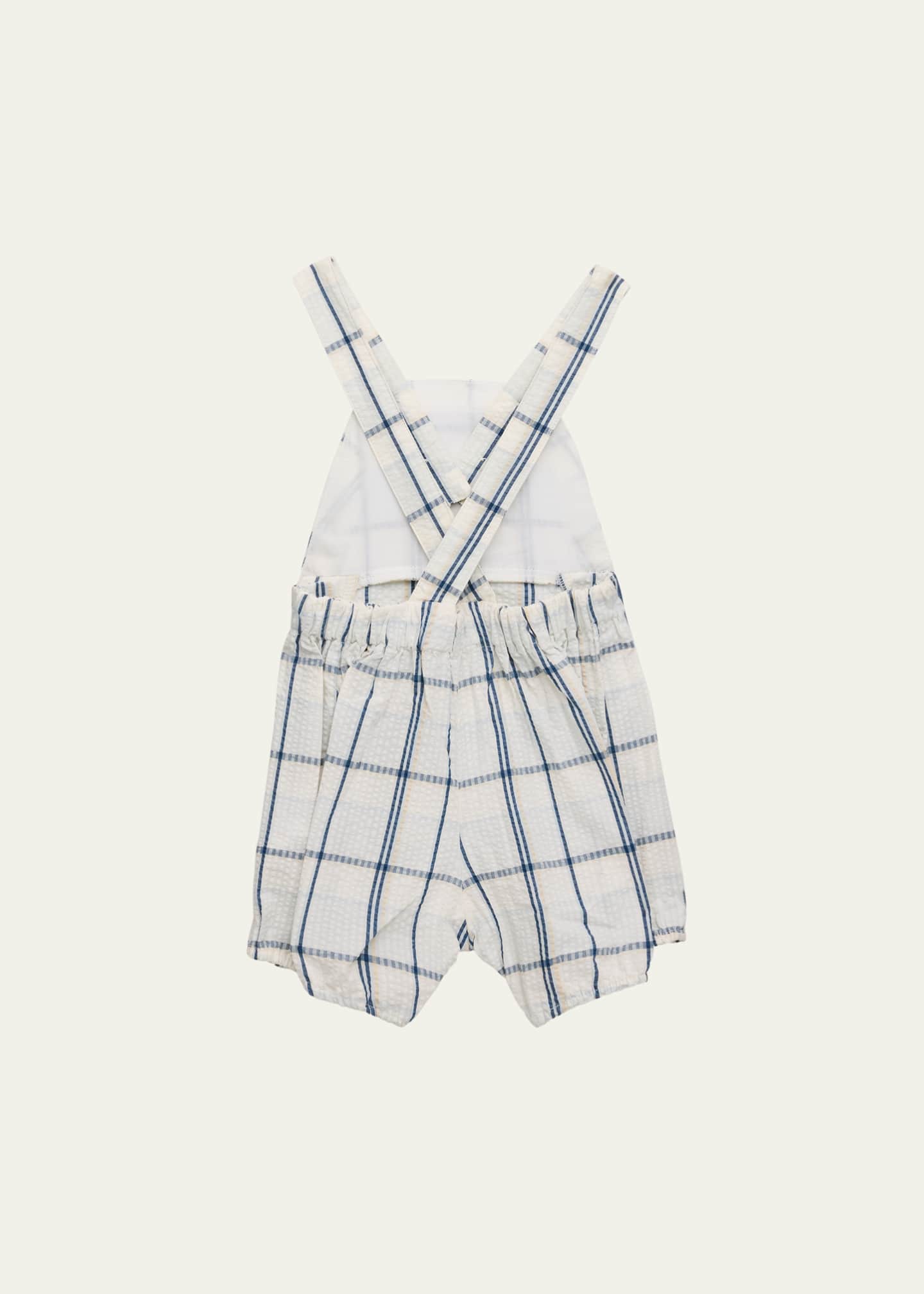 Tartine et Chocolat Boy's Plaid Seersucker Linen Overalls, Size Newborn-4 Image 2 of 3