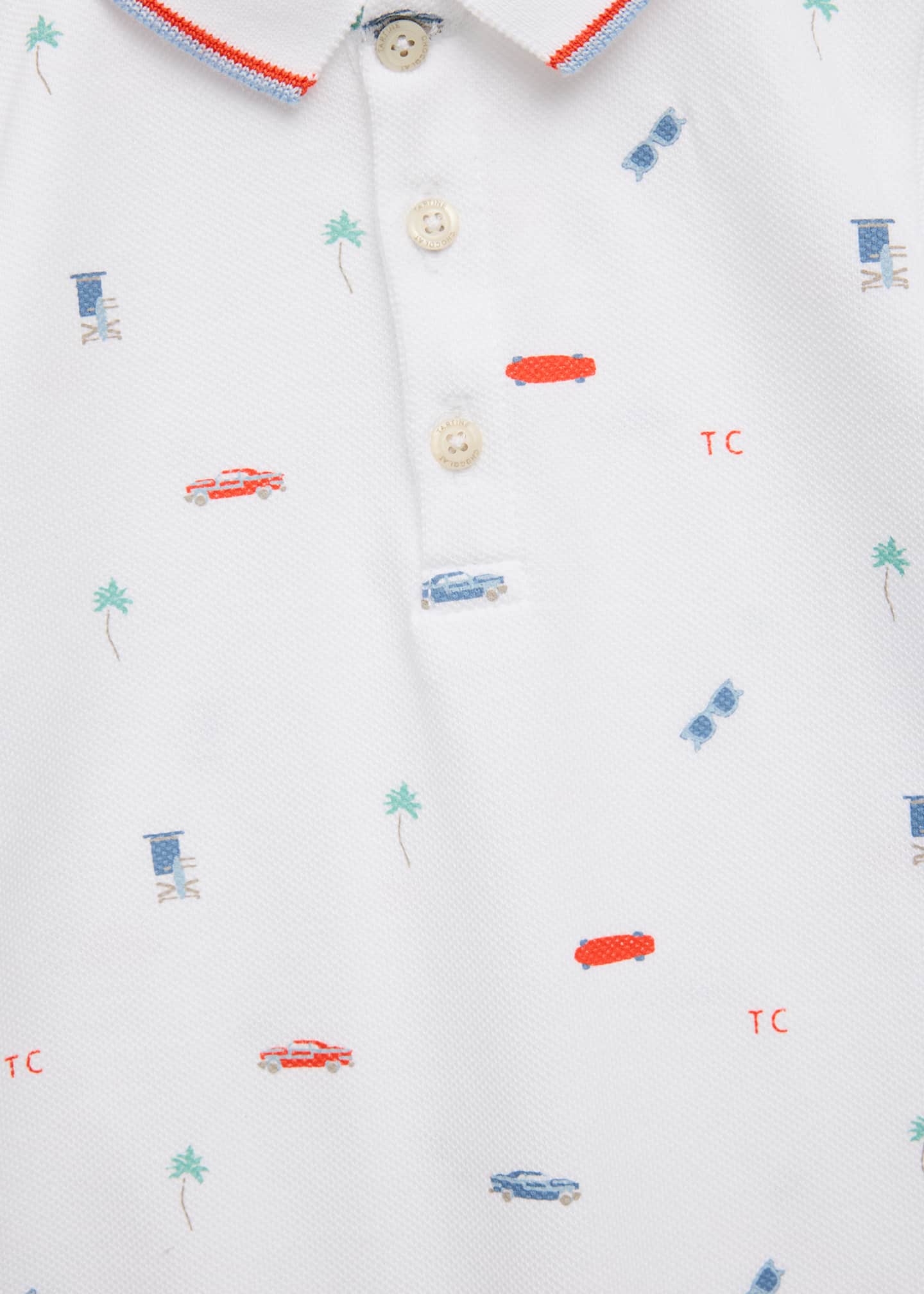 Tartine et Chocolat Boy's Polo Short-Sleeve Printed Cotton Jumpsuit, Size Newborn-4 Image 3 of 3
