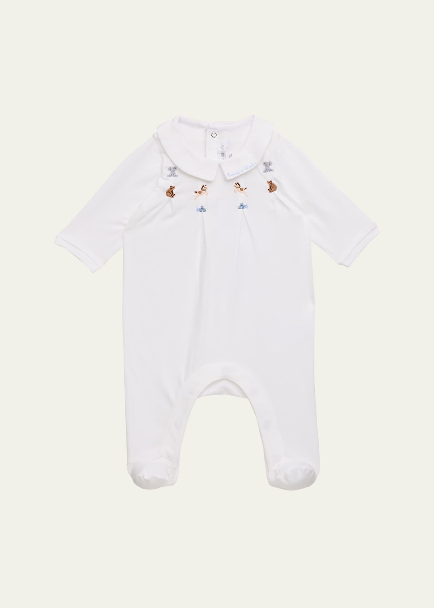 Tartine et Chocolat Girl's Embroidered Footie Pajamas, Size Newborn-4 Image 1 of 3