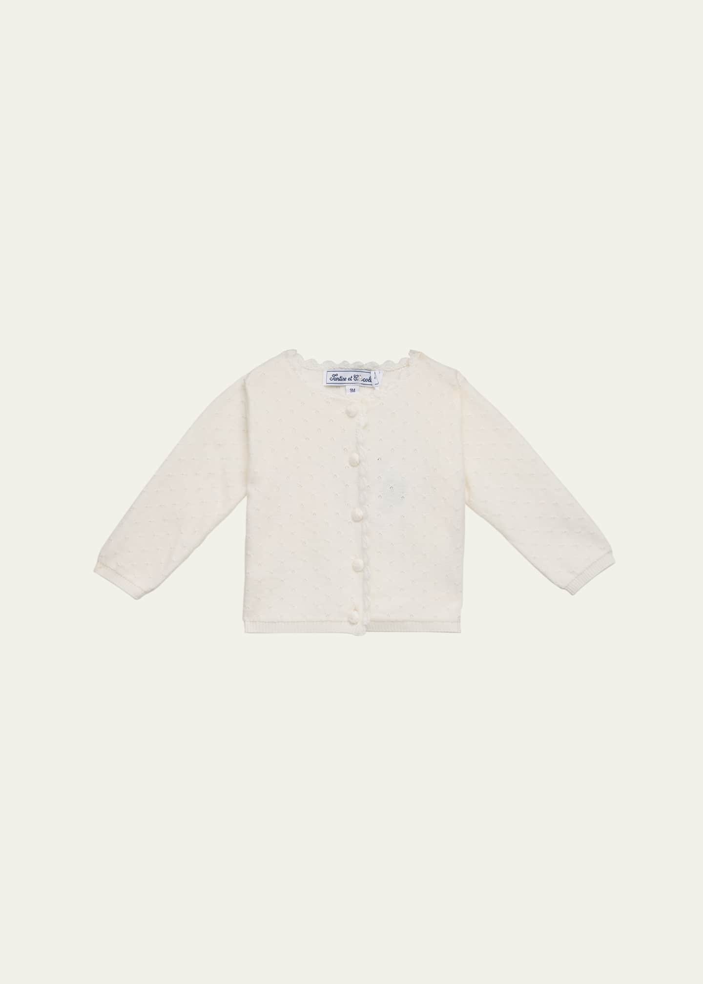 Tartine et Chocolat Girl's Scallop Knit Cardigan, Size 3M-4 Image 1 of 3