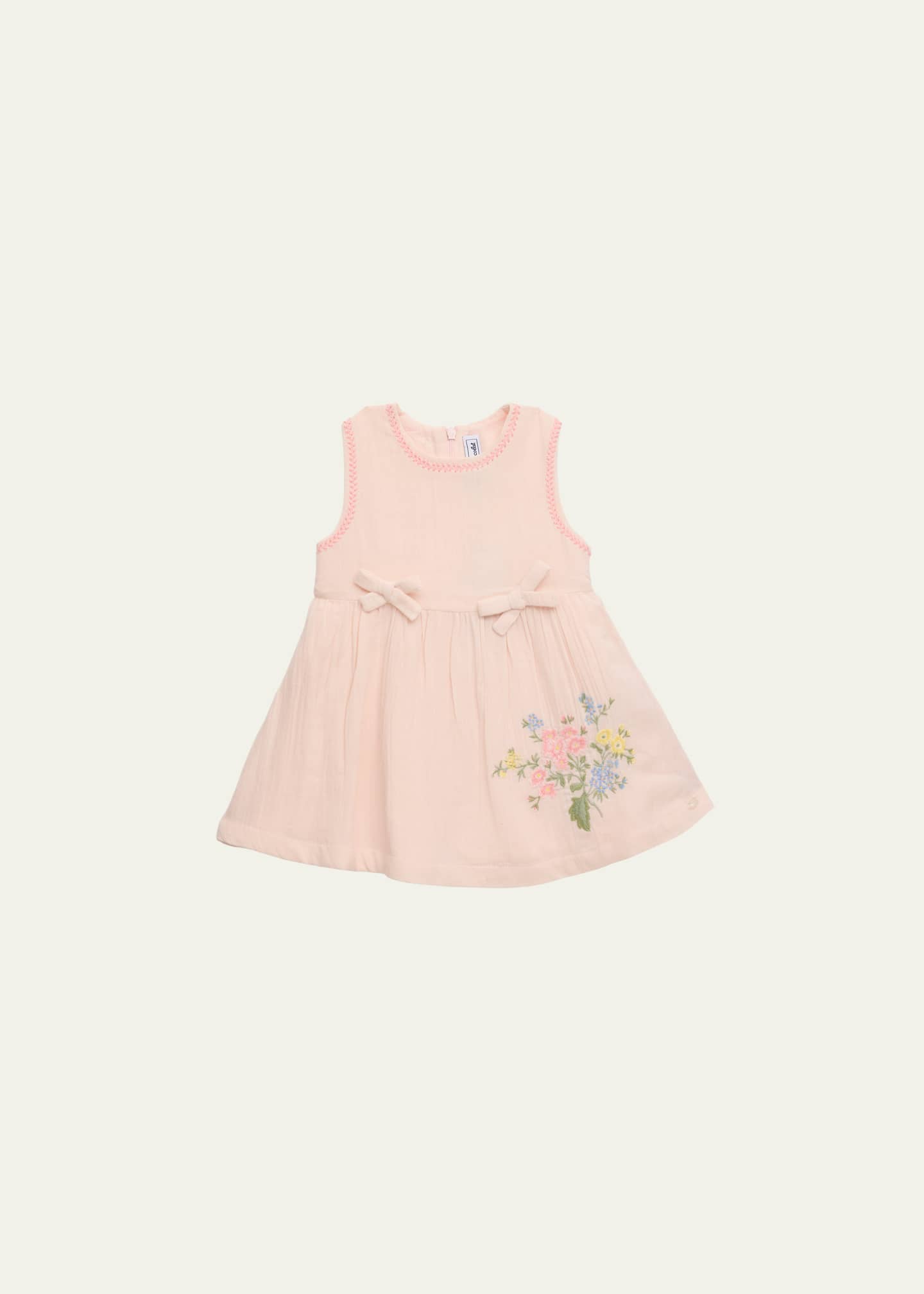 Tartine et Chocolat Girl's Floral Embroidered A-Line Dress, Size 9M-2 Image 1 of 3
