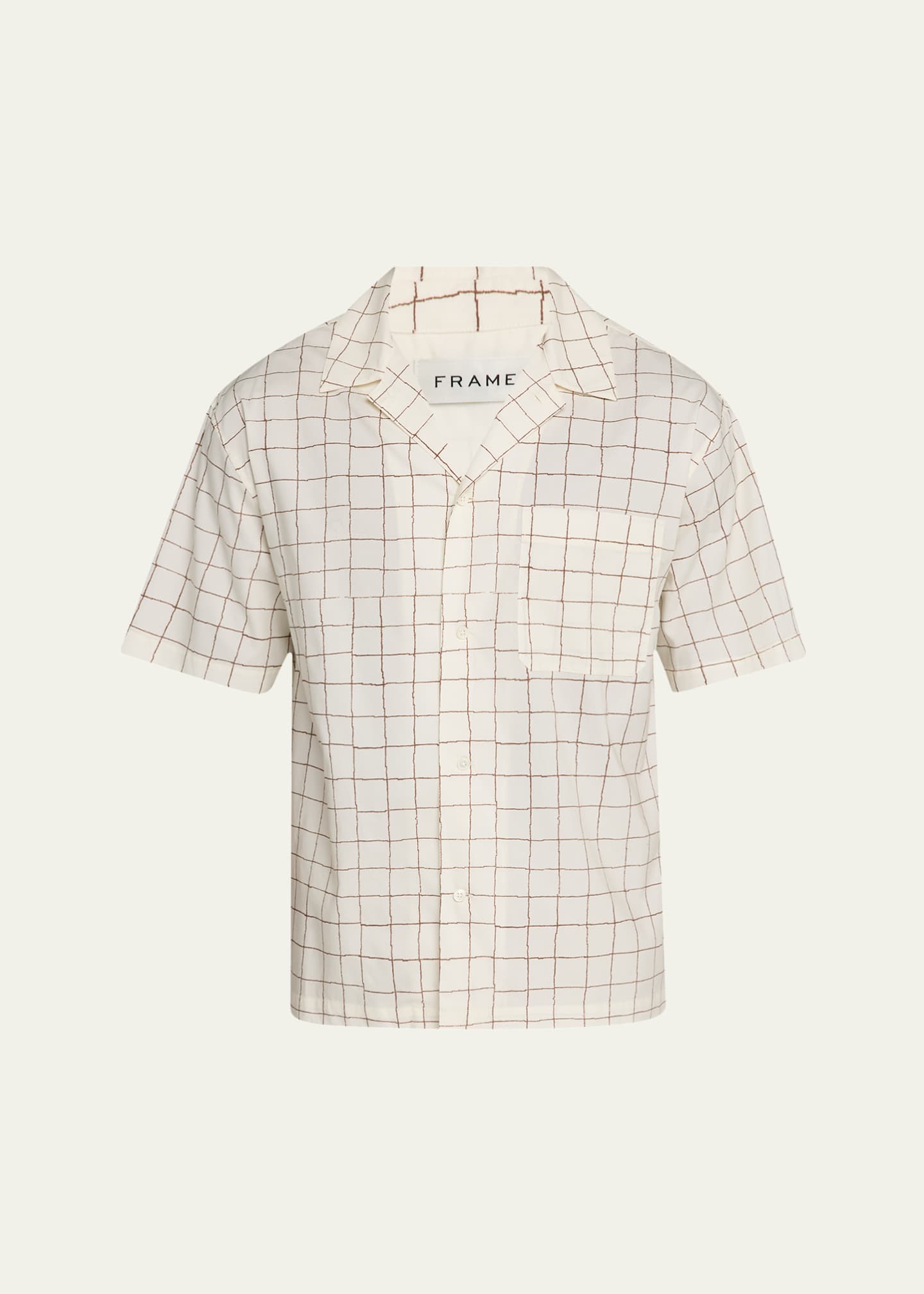 FRAME Men's Grid-Print Camp Shirt Image 1 of 5