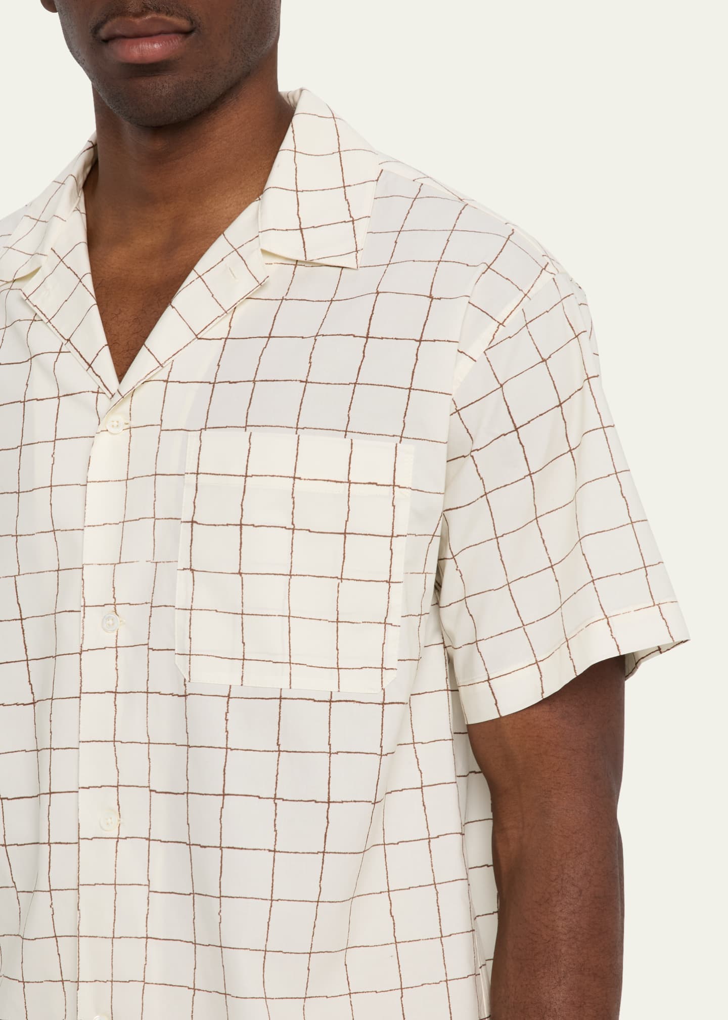 FRAME Men's Grid-Print Camp Shirt Image 5 of 5