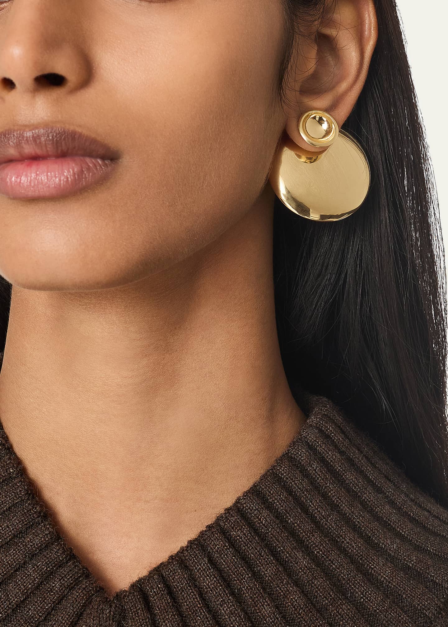 Bottega Veneta Concave 18K Gold-Finish Sterling Silver Bird Earrings Image 2 of 3
