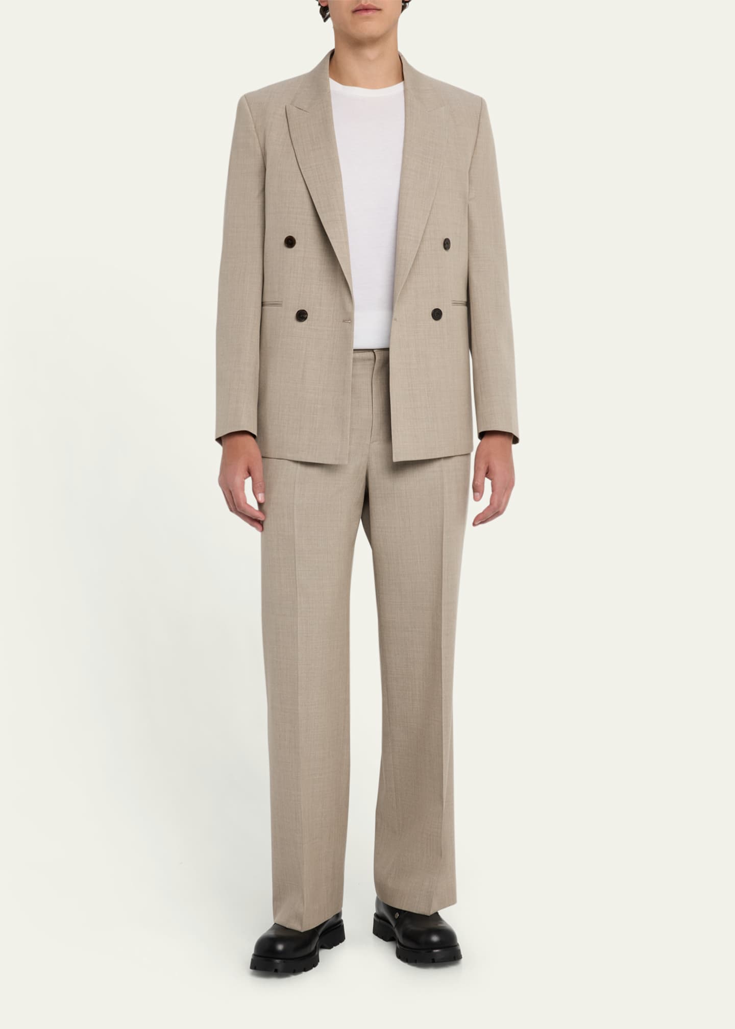 FRAME Men's Wide Leg Wool Trousers Image 2 of 5