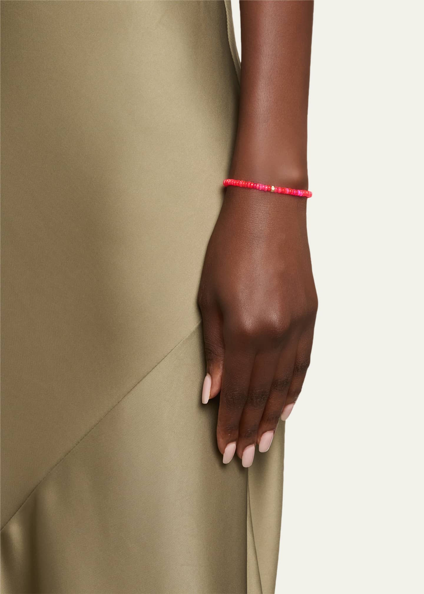 Sydney Evan 14K Pave Diamond 4mm Wheel on Hot Pink Opal Bracelet Image 2 of 4