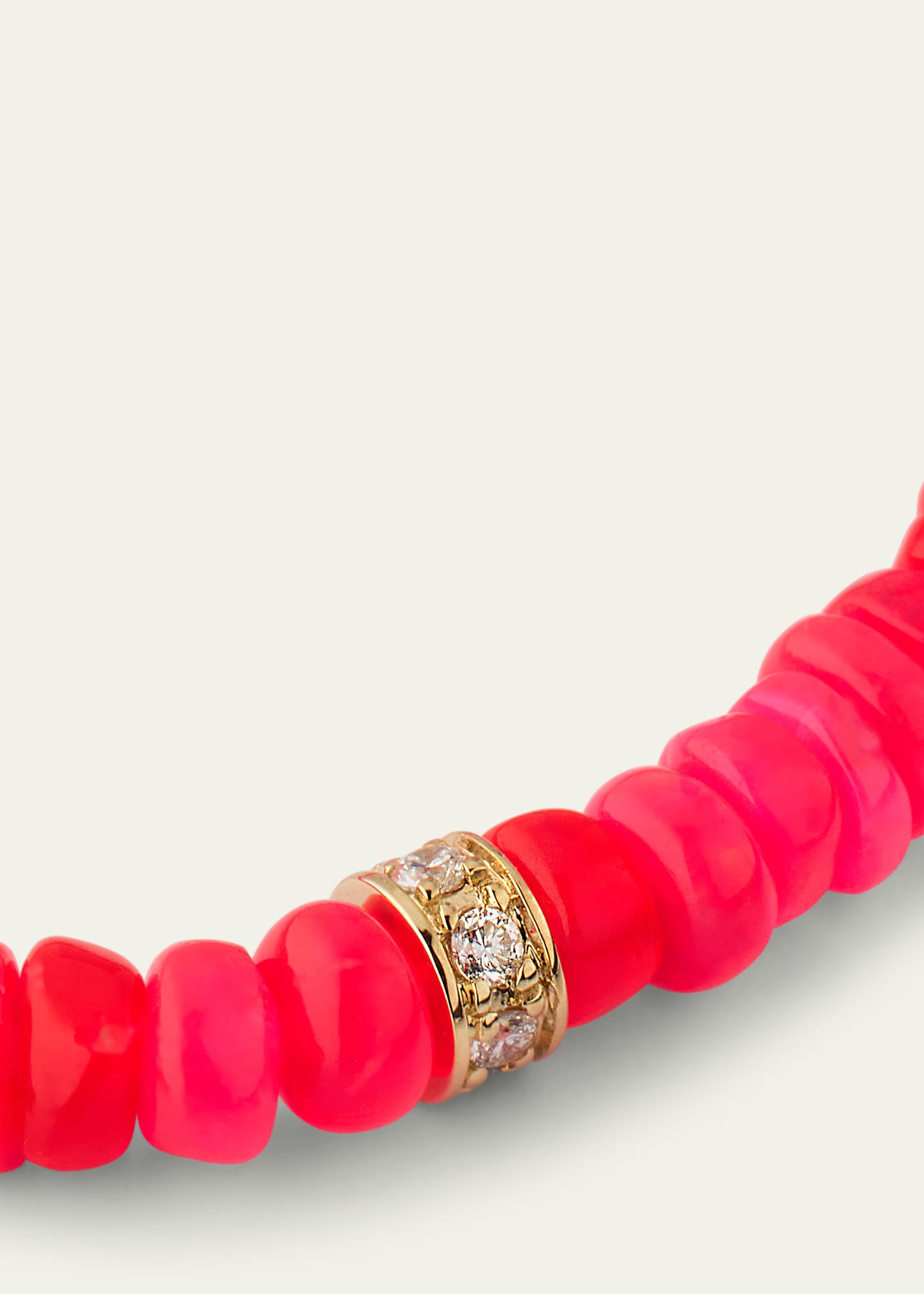 Sydney Evan 14K Pave Diamond 4mm Wheel on Hot Pink Opal Bracelet Image 3 of 4