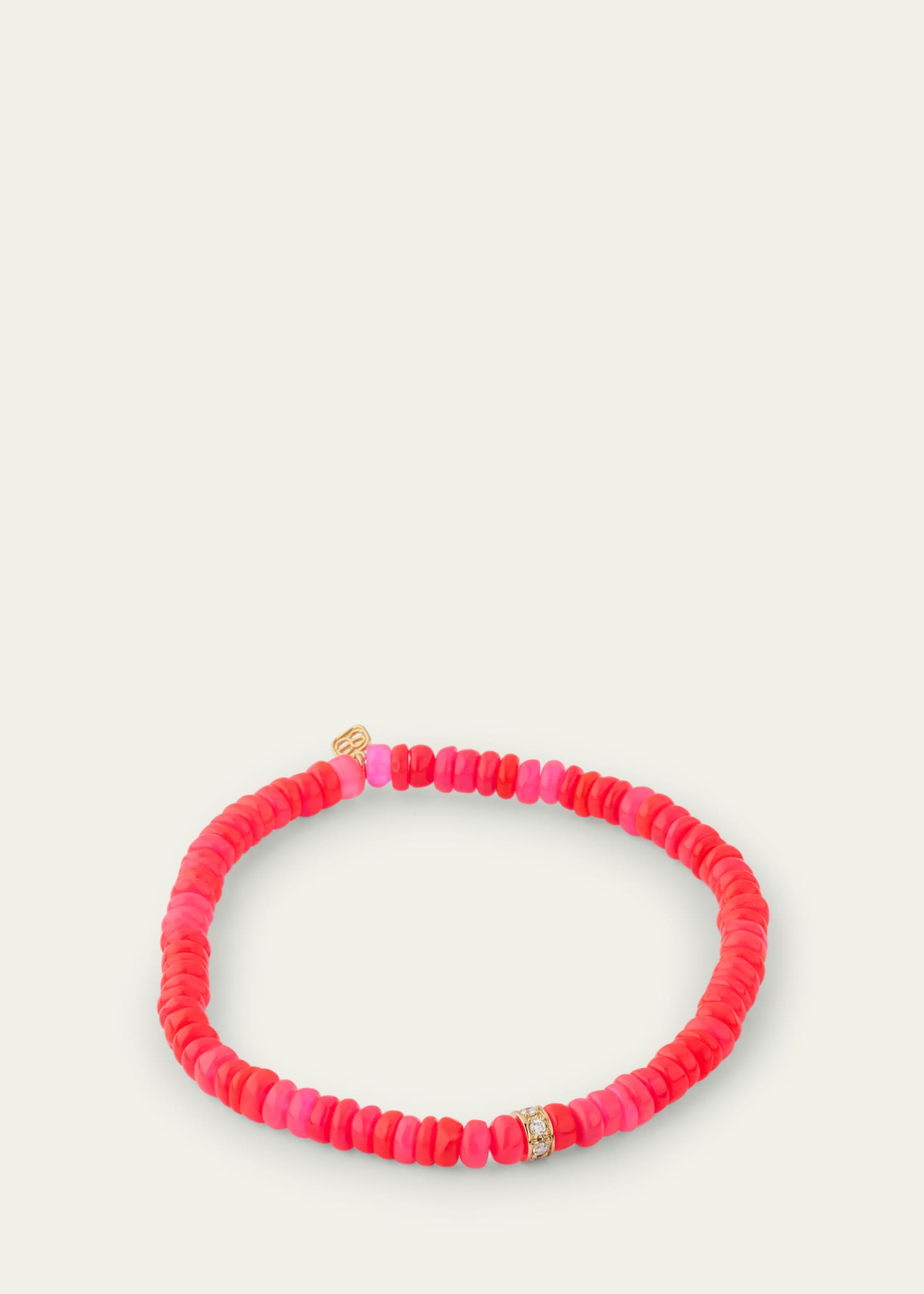 Sydney Evan 14K Pave Diamond 4mm Wheel on Hot Pink Opal Bracelet Image 4 of 4