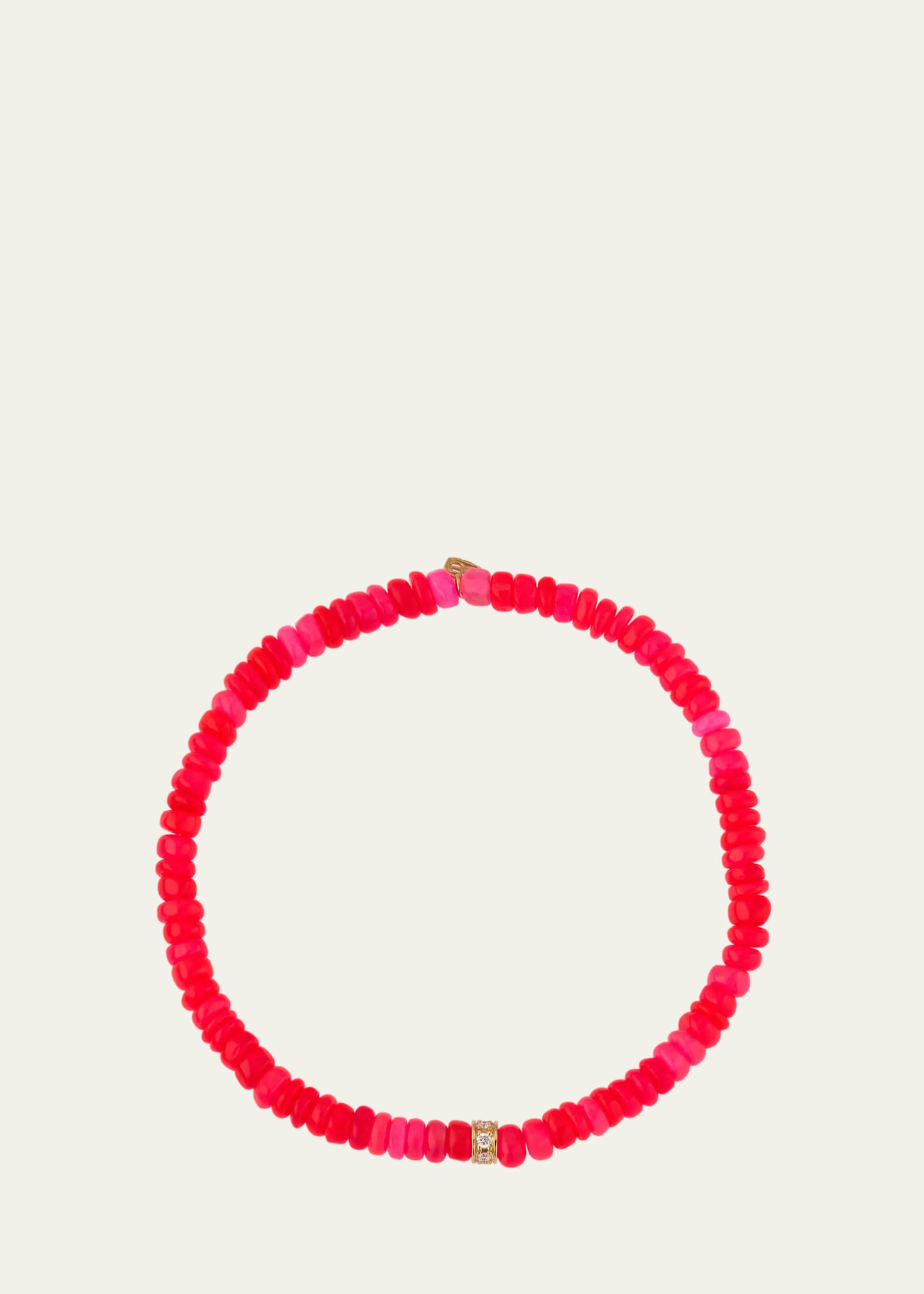 Sydney Evan 14K Pave Diamond 4mm Wheel on Hot Pink Opal Bracelet Image 1 of 4